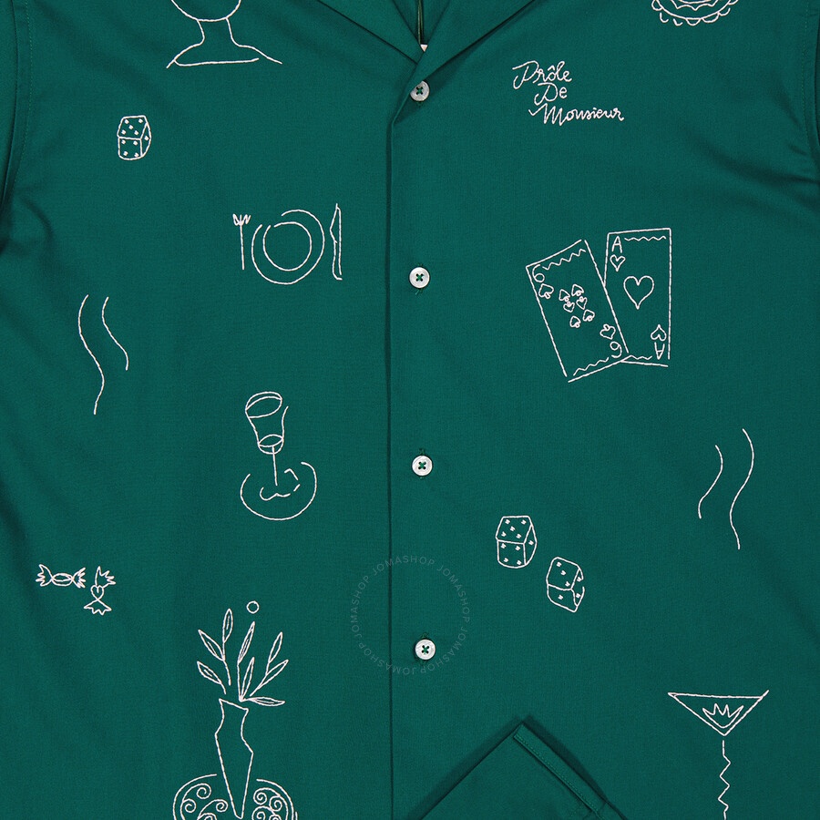 Drole De Monsieur Forest Green La Chemise Brodee Shirt - 7