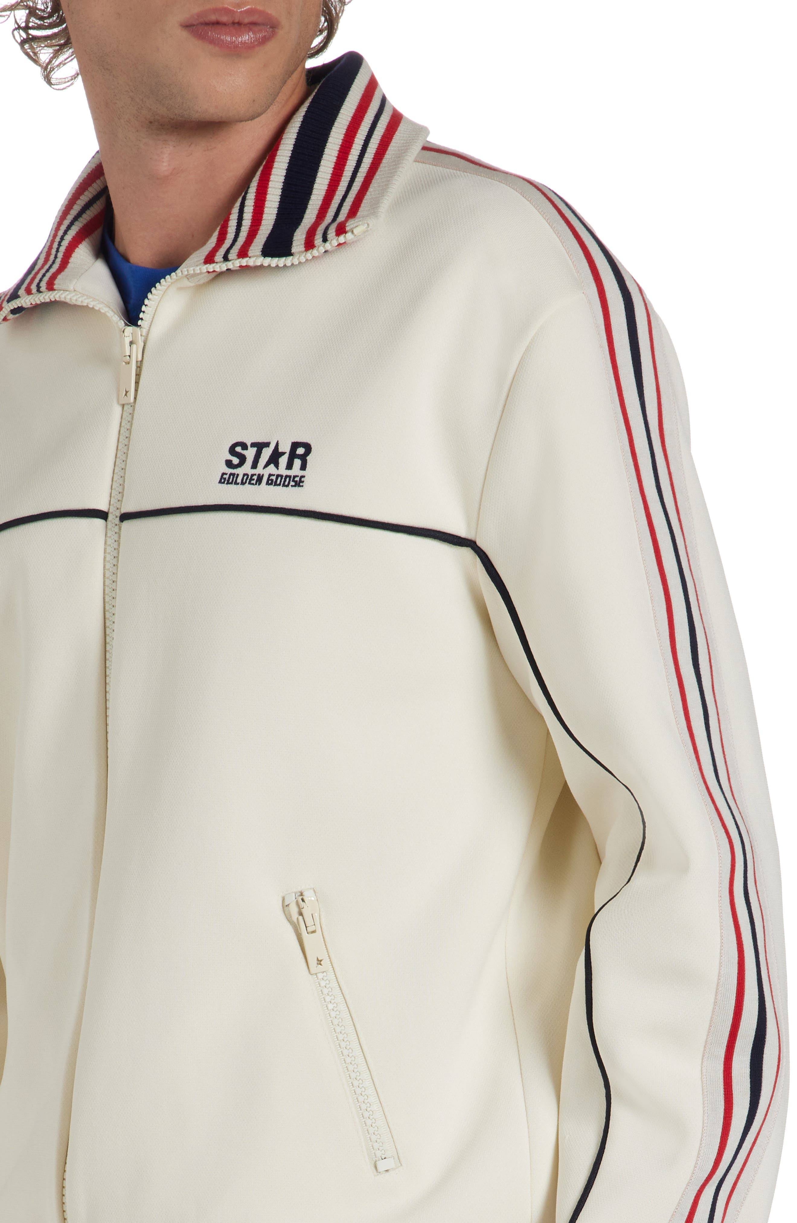 Golden Goose Star Logo Track Jacket in Papyrus/Dark Blue at Nordstrom - 5