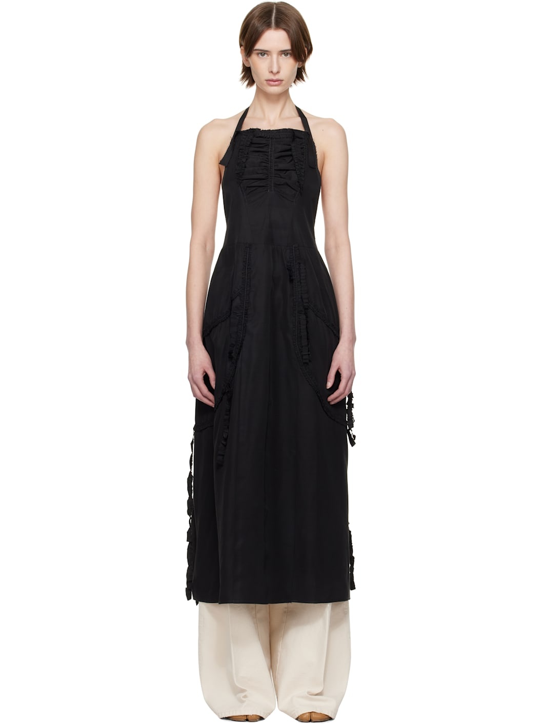 Black Apron Midi Dress - 1