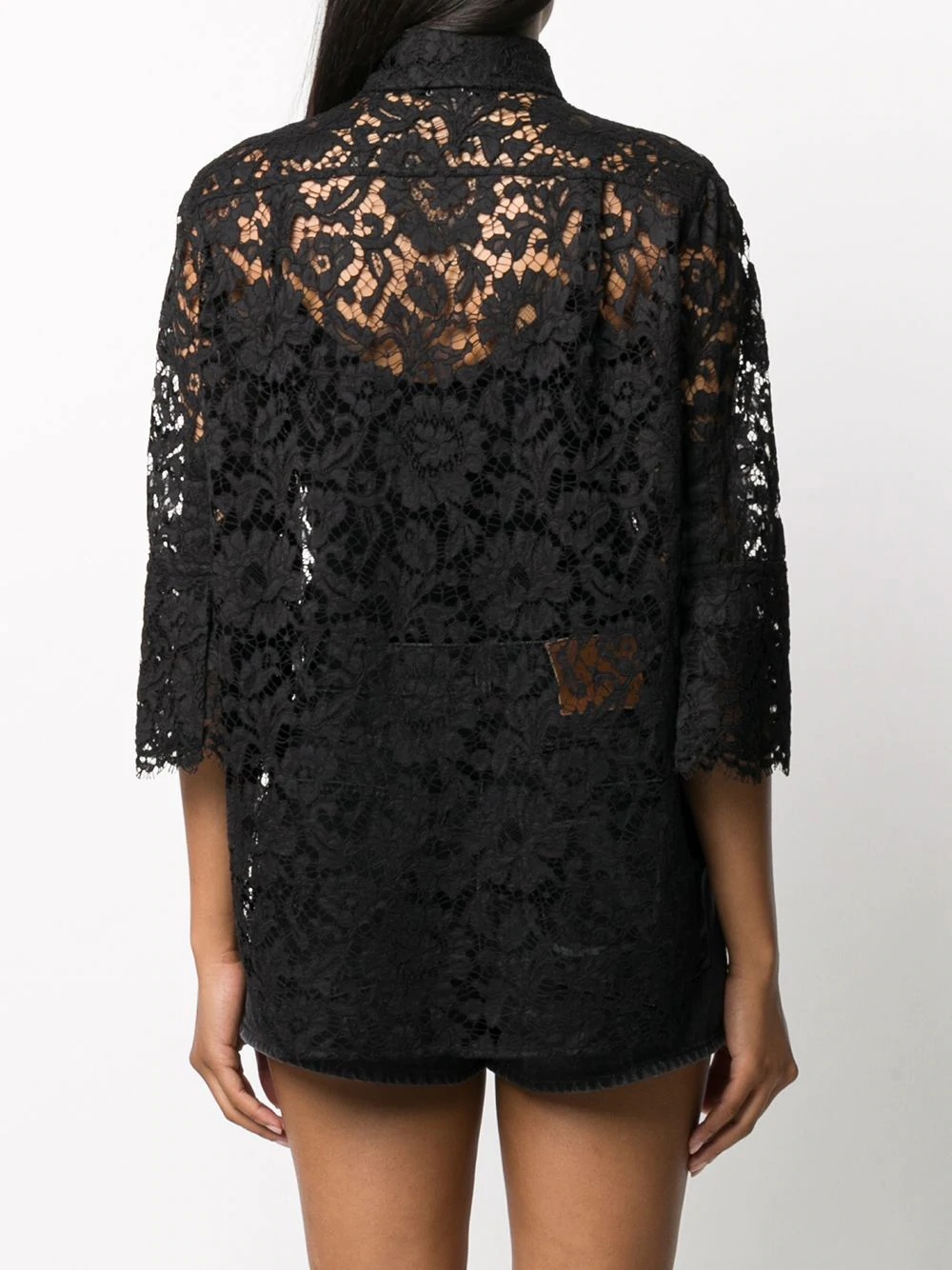 tie neck floral lace blouse - 4