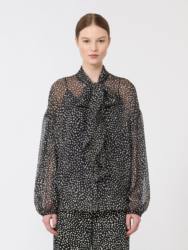 ETERE Blouse in printed chiffon - BLACK 3