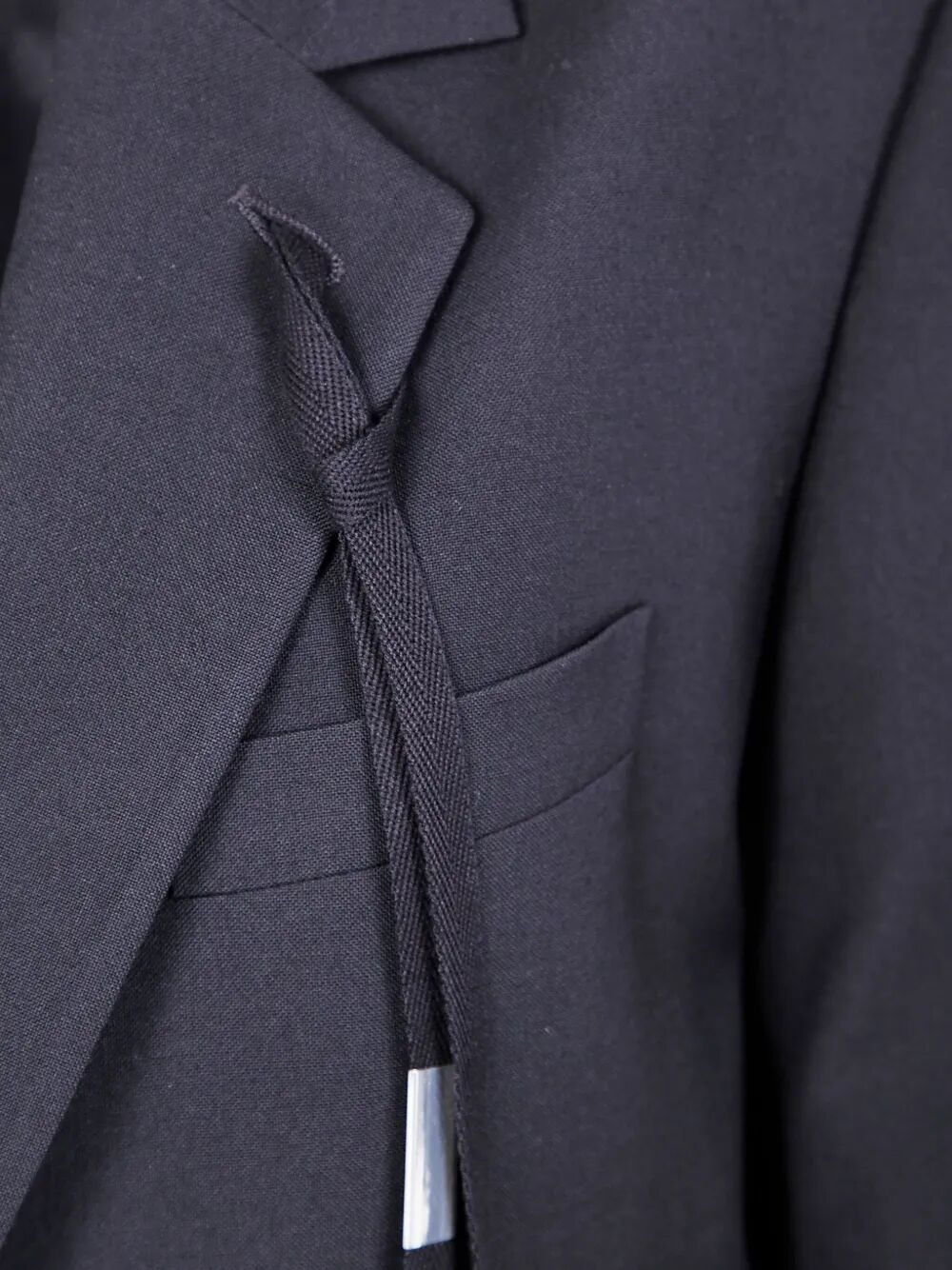 Ann Demeulemeester Women "Elin" Twisted Clousure Tailored Jacket With Raw Edge Cotton Detail - 5