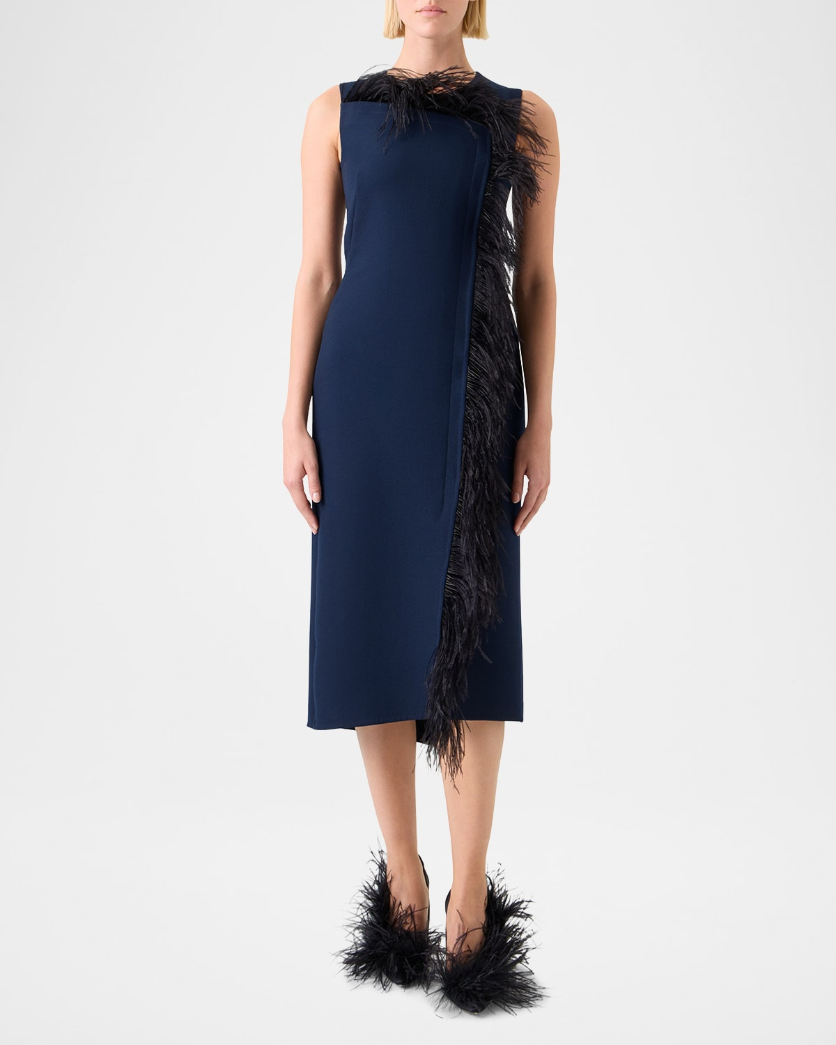 Asymmetric Double-Face Wool Midi Dress - 2