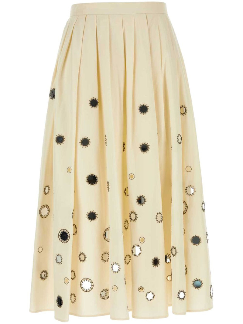 Mirror-embellished coton midi skirt 1