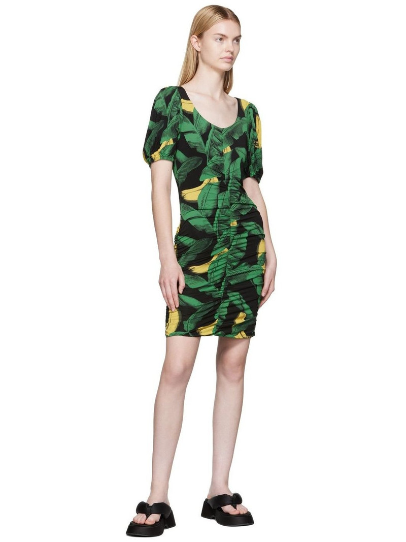 GANNI Black Ruched Mesh Mini Dress outlook