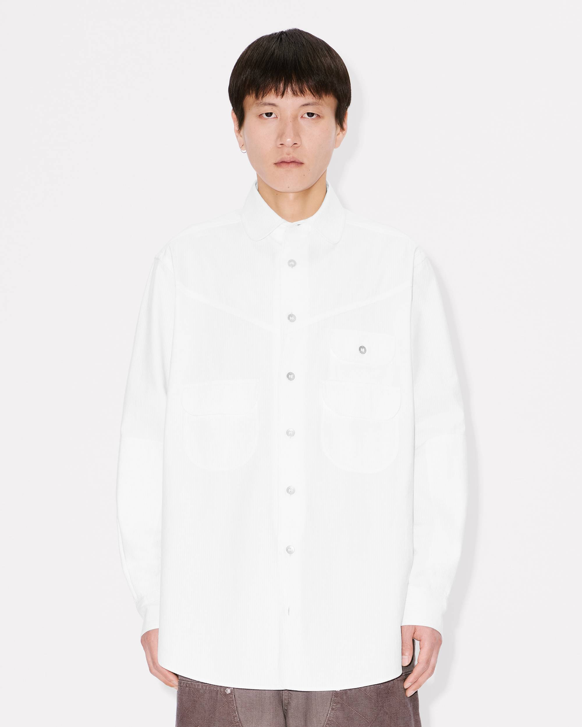 Workwear overshirt in textured cotton - 3