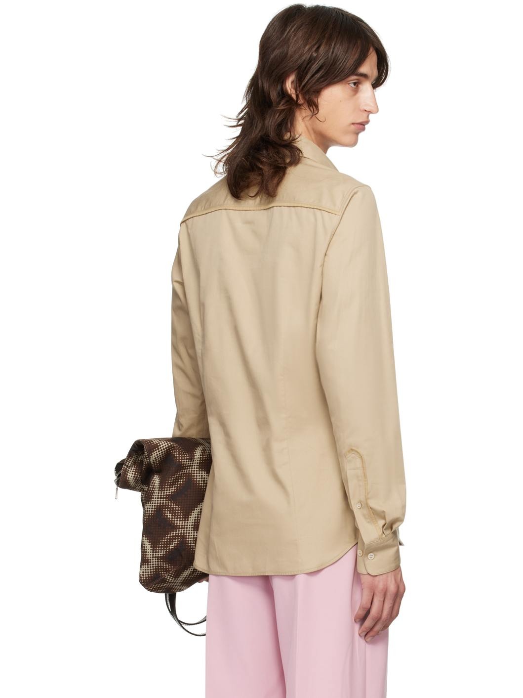Beige Cotton & Silk Shirt - 3