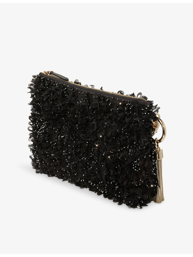 Callie Petal-Embroidered Satin Clutch Bag 5