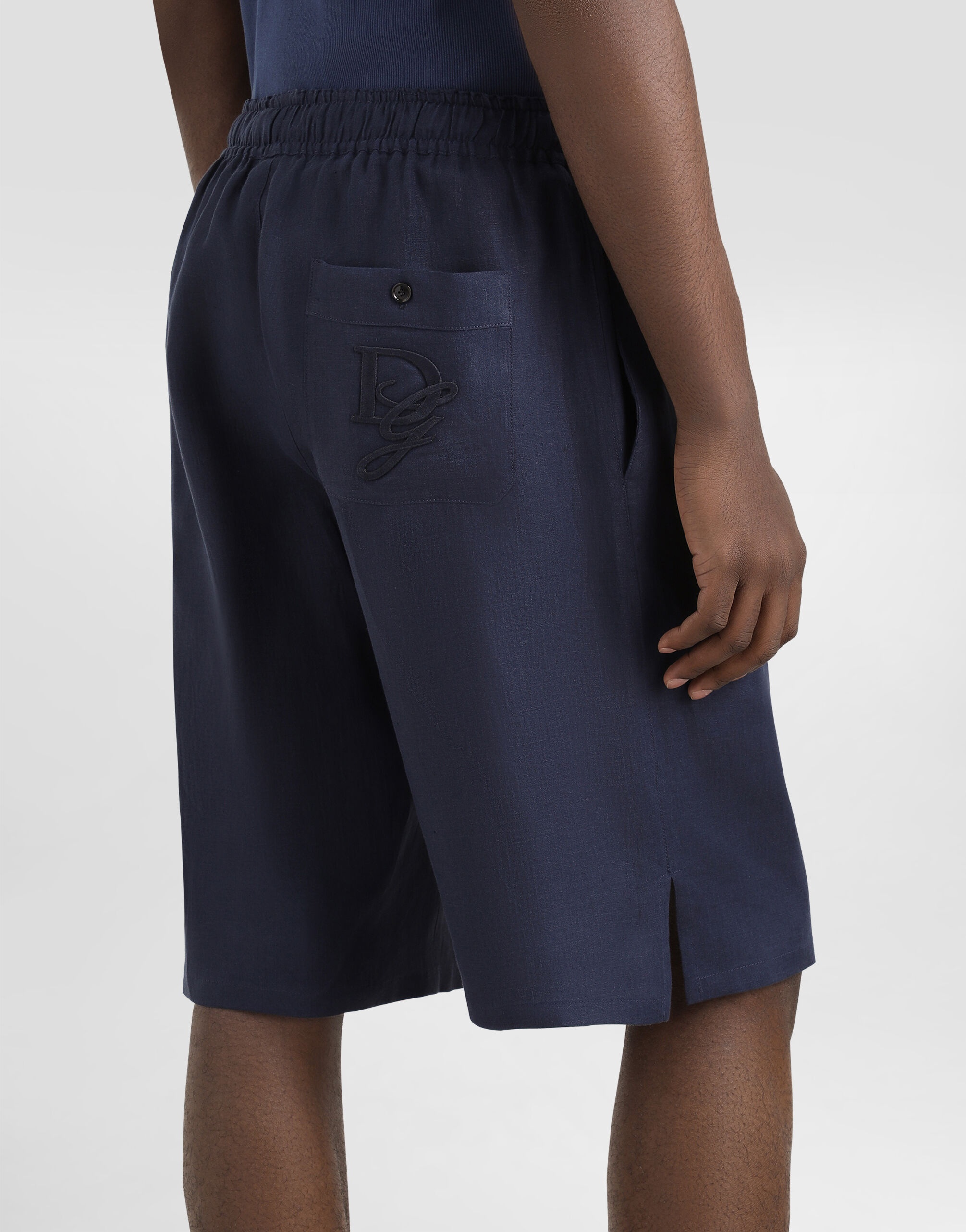 Linen shorts with DG logo embroidery - 5