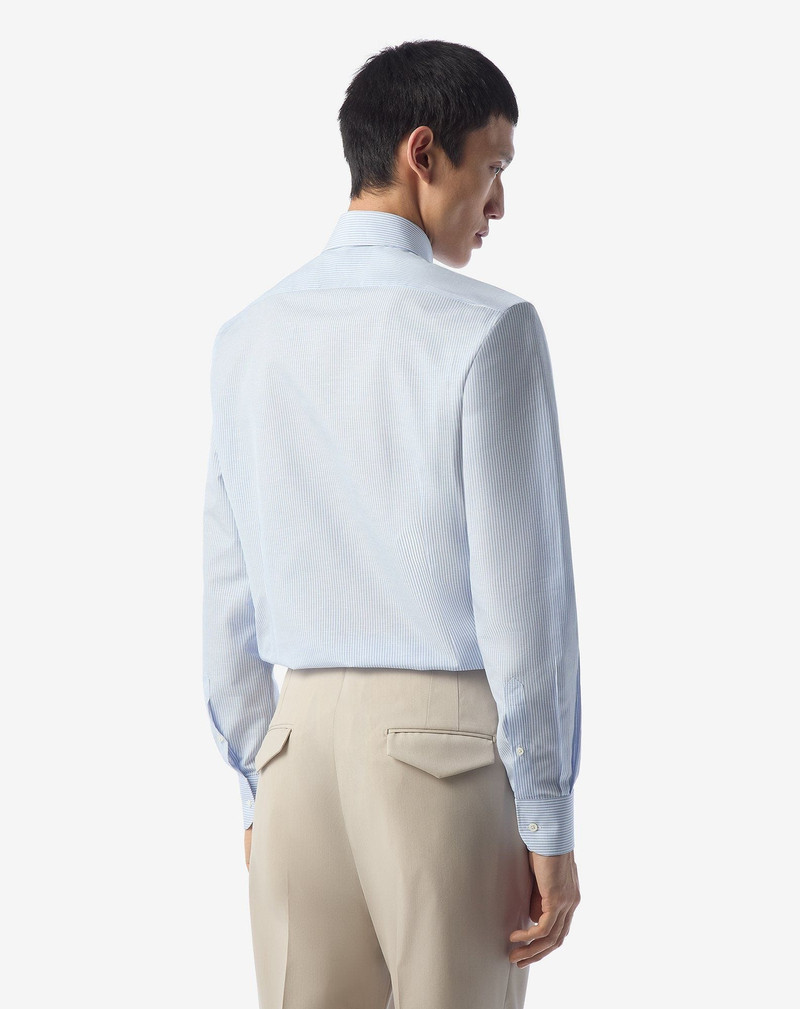 White/light blue striped cotton and linen shirt 3