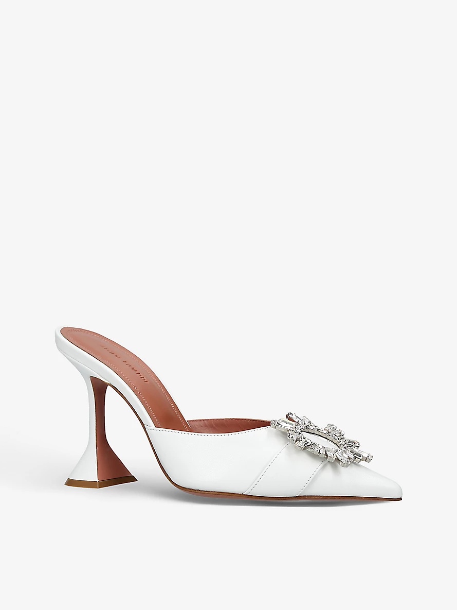 Begum crystal-embellished leather mules - 3