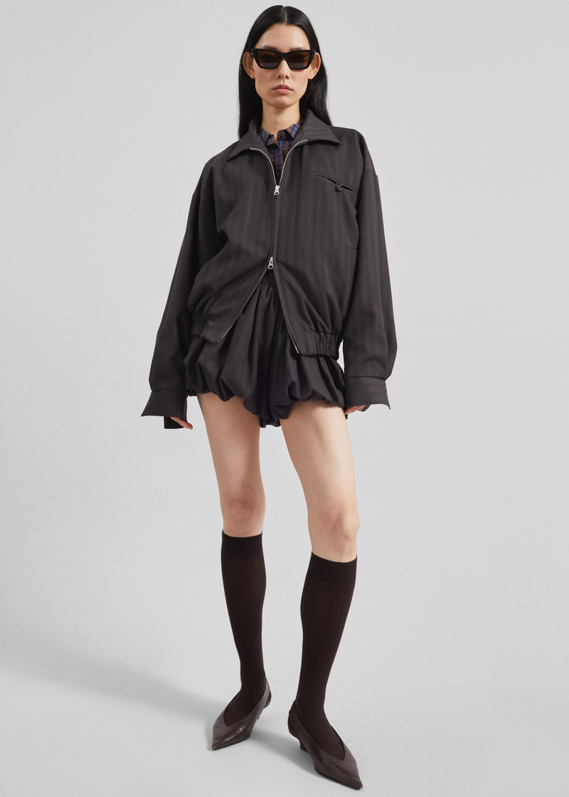 Minori Blouson Jacket - Charcoal/White Pinstripe 3