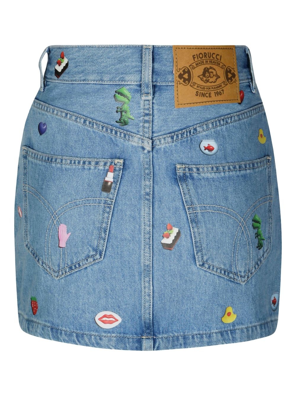 graphic-appliqué denim skirt - 2