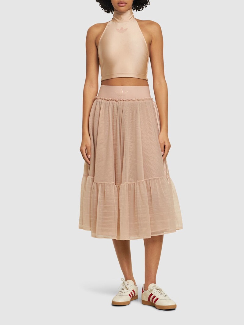Logo waistband tulle maxi skirt - 2