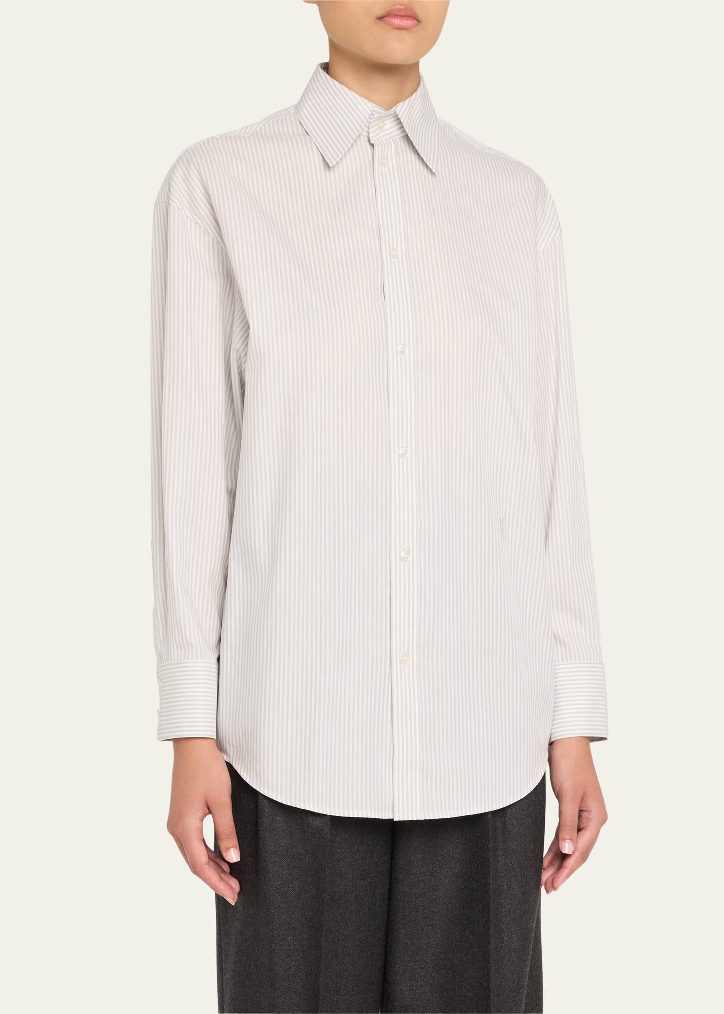 Long-Sleeve Collared Button-Down Blouse - 4
