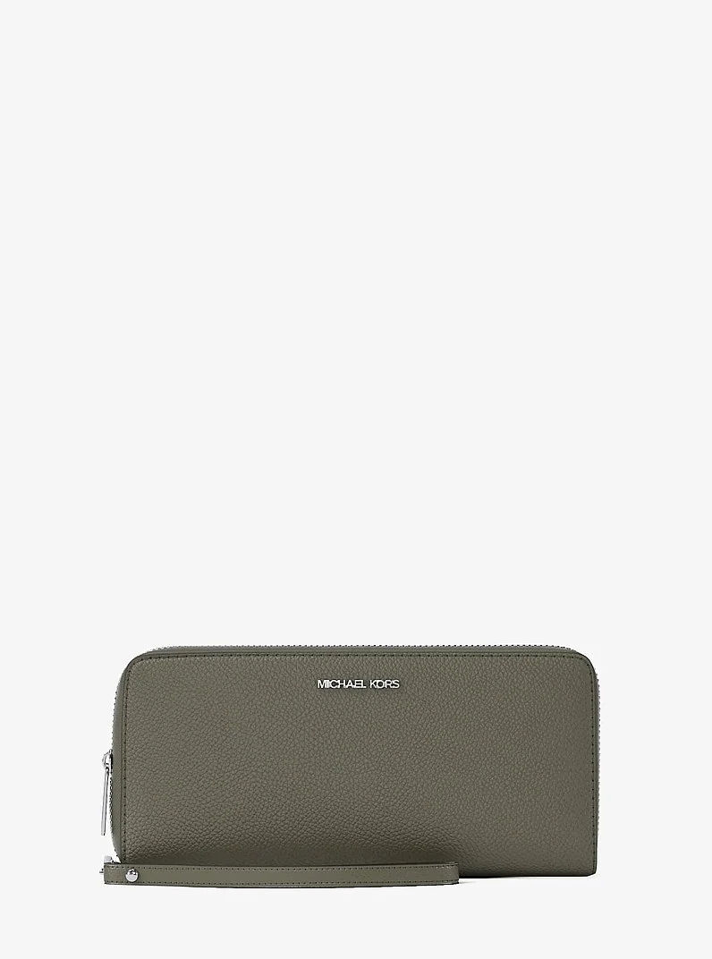 Large Pebbled Leather Continental Wallet - 1