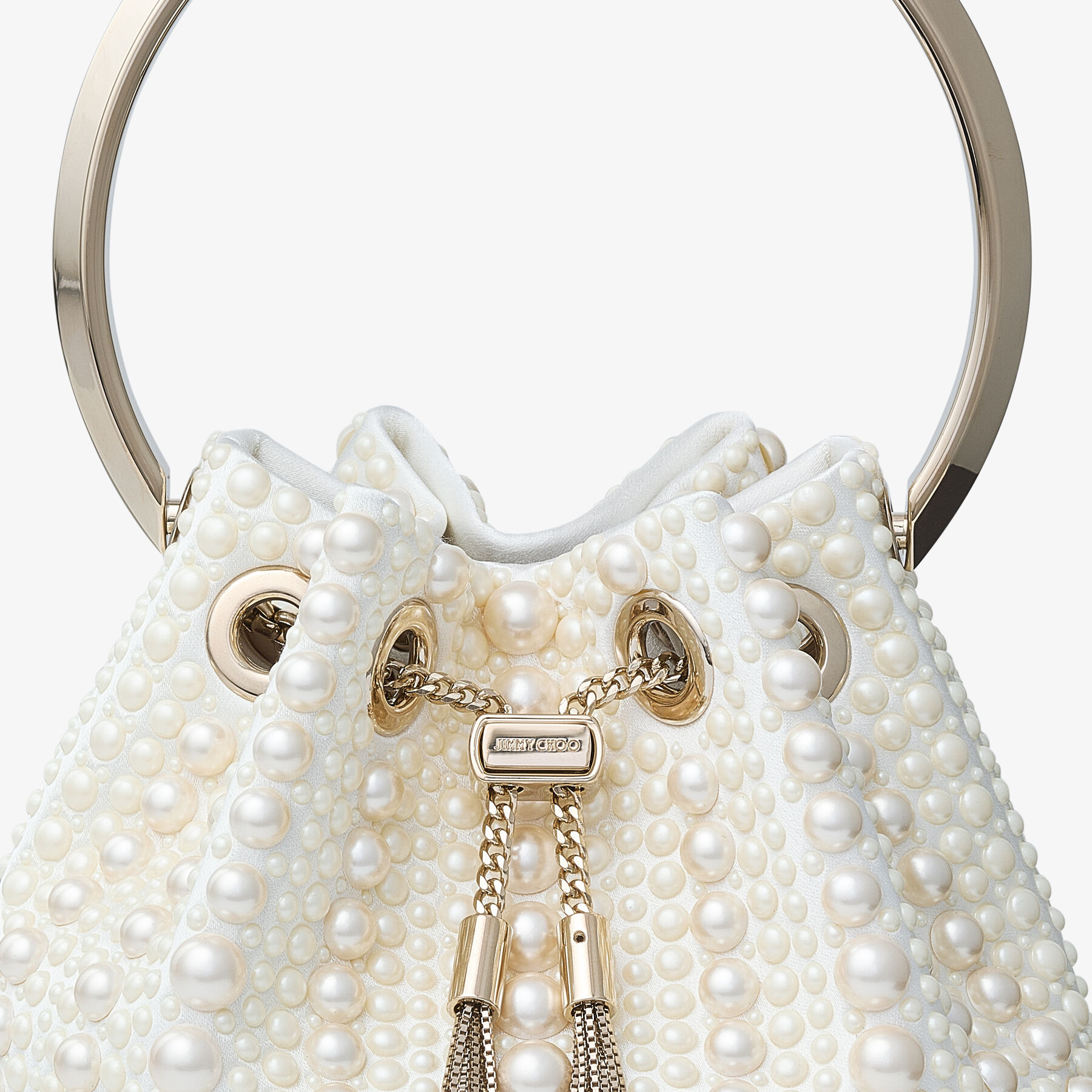 Bon Bon
Ivory Satin Bag with All-Over Pearls - 3