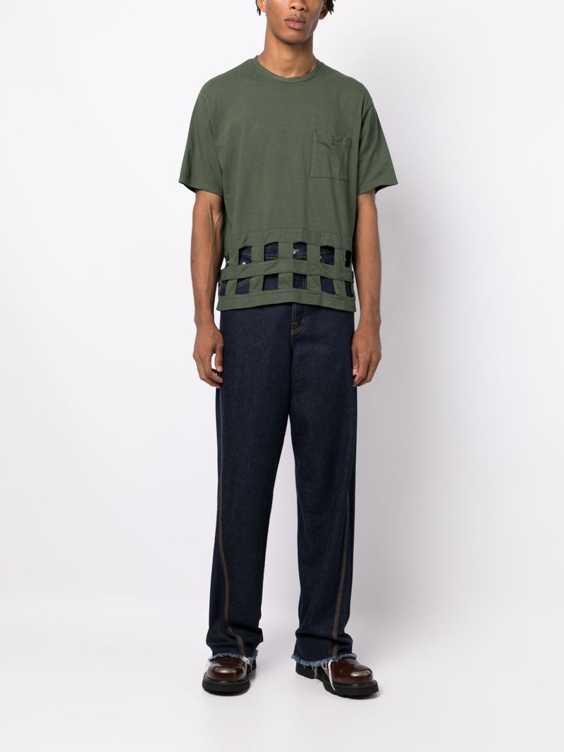 Kapital Windowpane eyelet-detail cotton T-shirt outlook