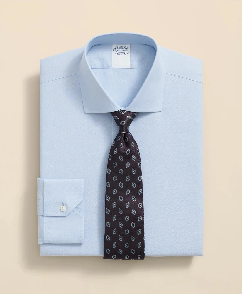 Stretch Supima® Cotton Non-Iron English Spread Collar, Herringbone Dress Shirt - 1