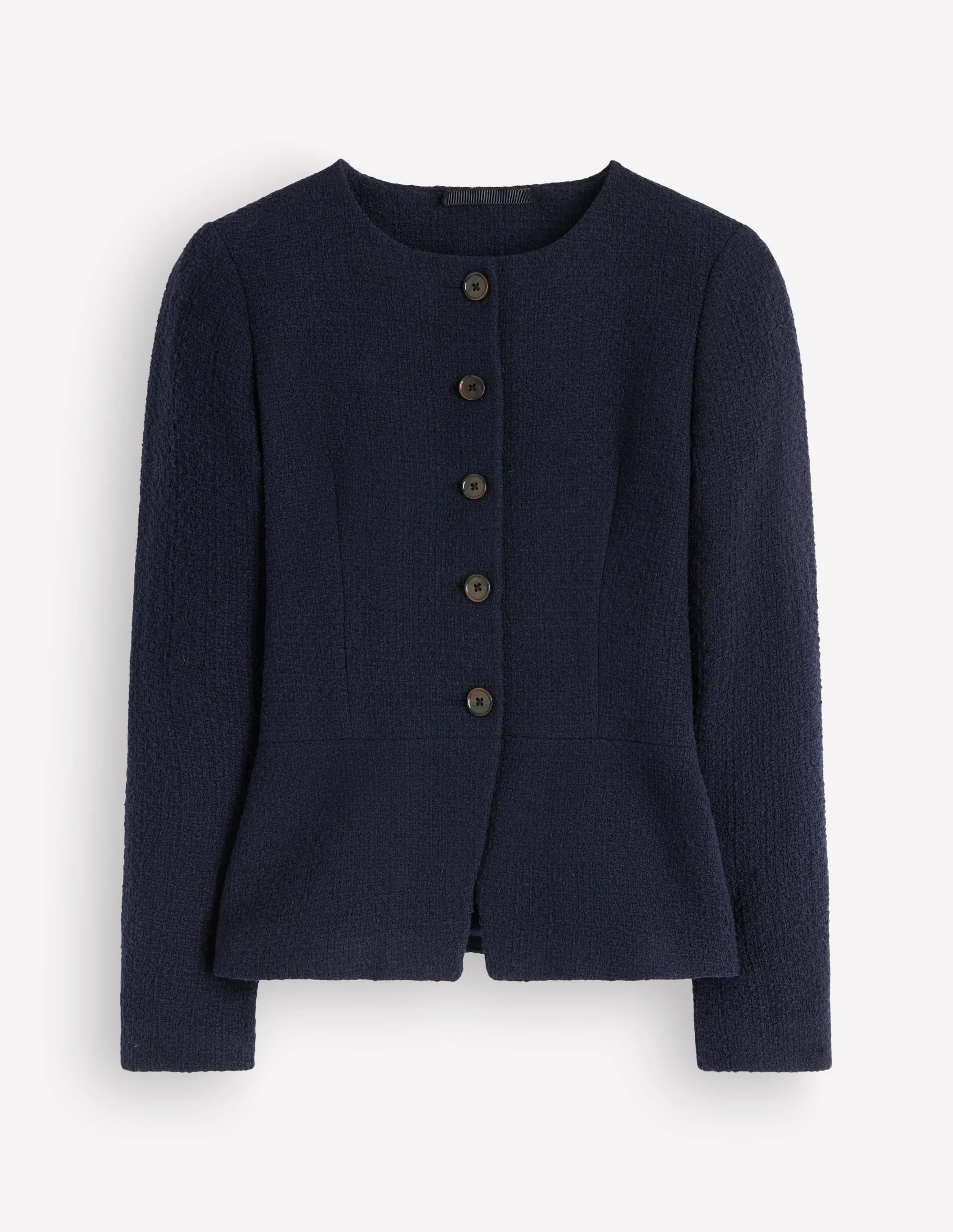 Collarless Tailored Blazer-Navy - 1