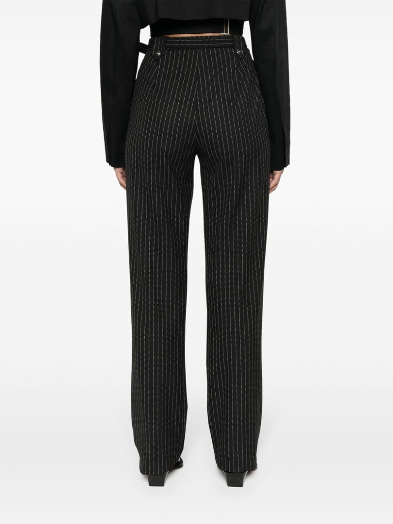 pinstriped logo-engraved straight trousers 4