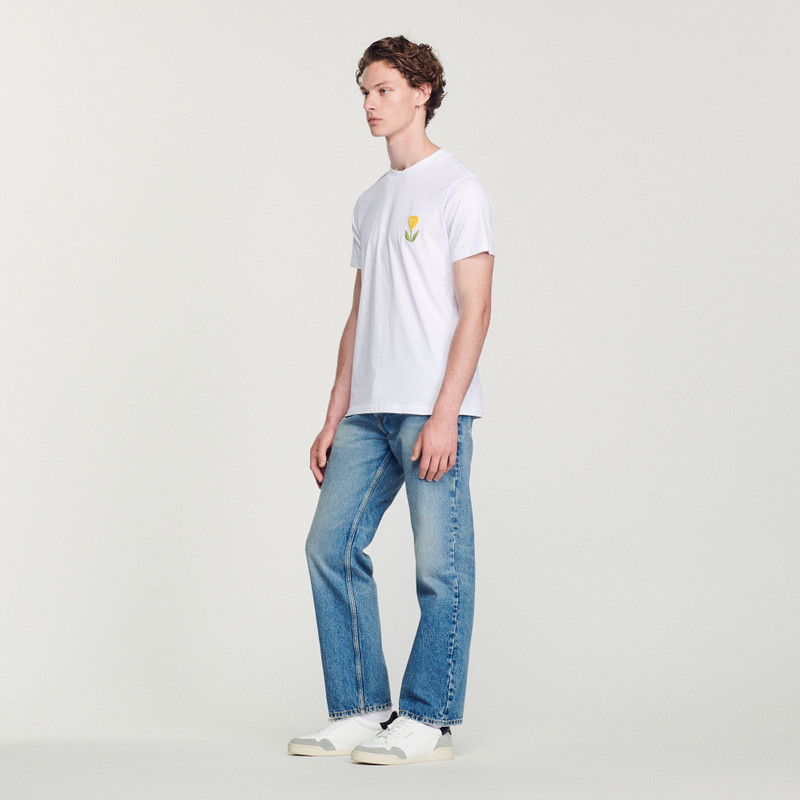 Cotton T-shirt with tulip embroidery 7