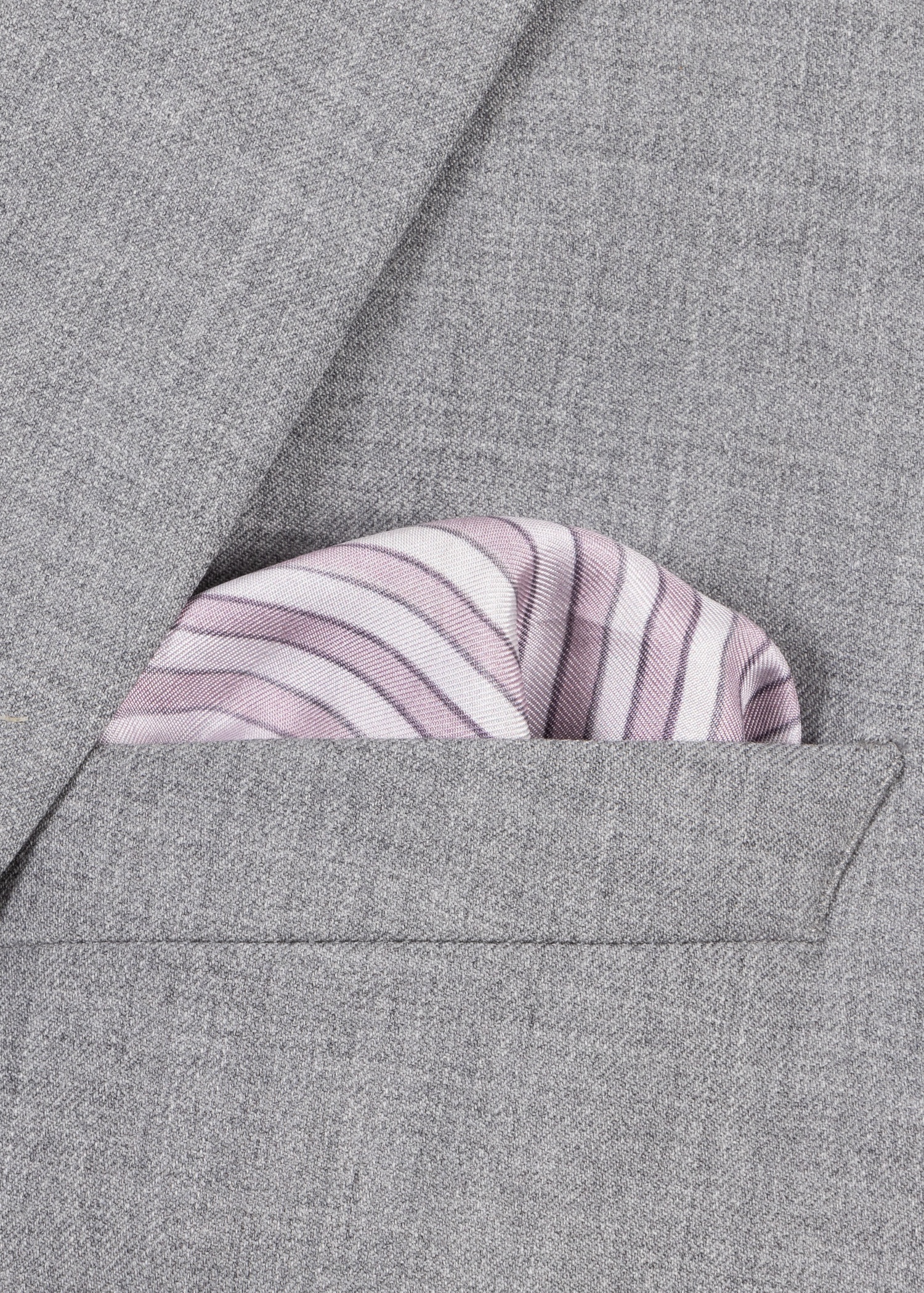 Pink and White Stripe Silk Pocket Square - 2