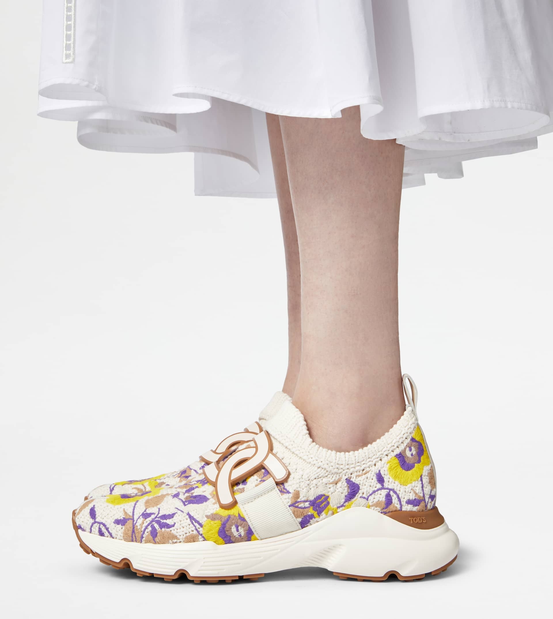 KATE SLIP-ON SNEAKERS IN FABRIC - YELLOW, BROWN, OFF WHITE - 6