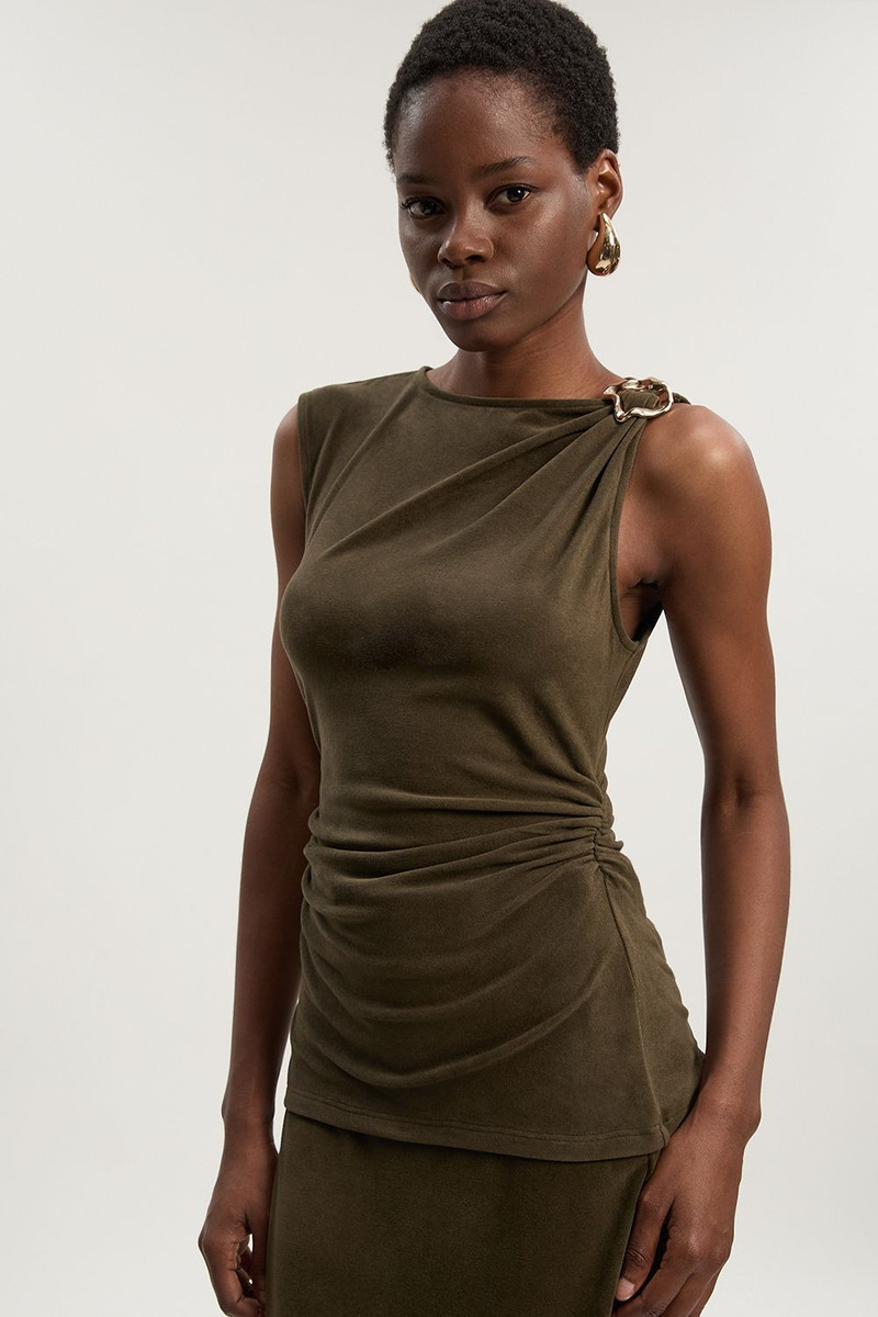 Trim Detail Brushed Textured Jersey Sleeveless Top 1