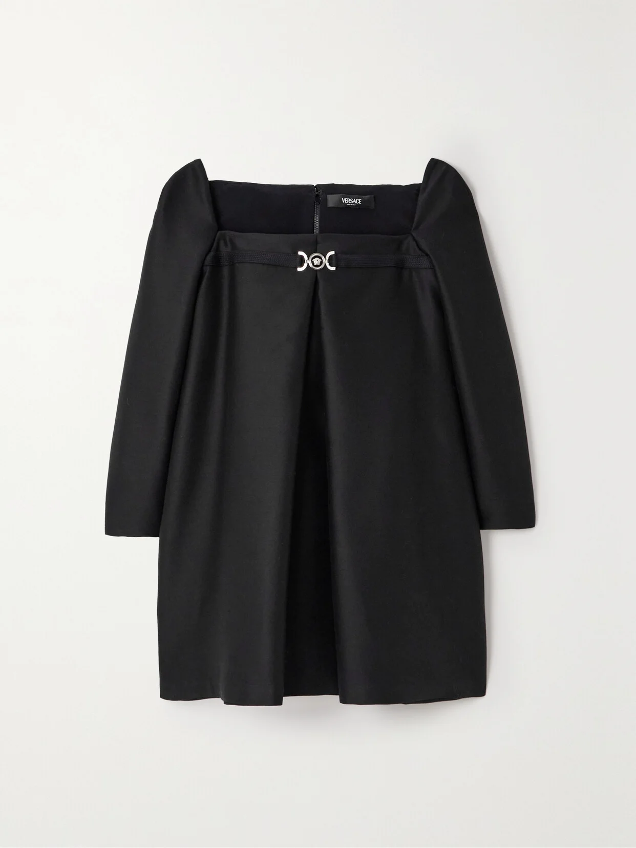 Embellished Pleated Wool And Silk-blend Faille Mini Dress - 1