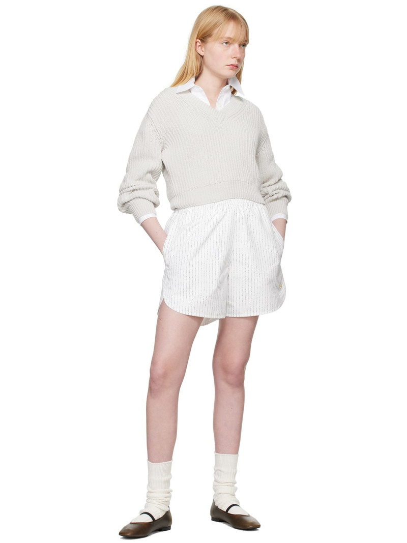 RECTO Off-White Nep Stripe Shorts outlook