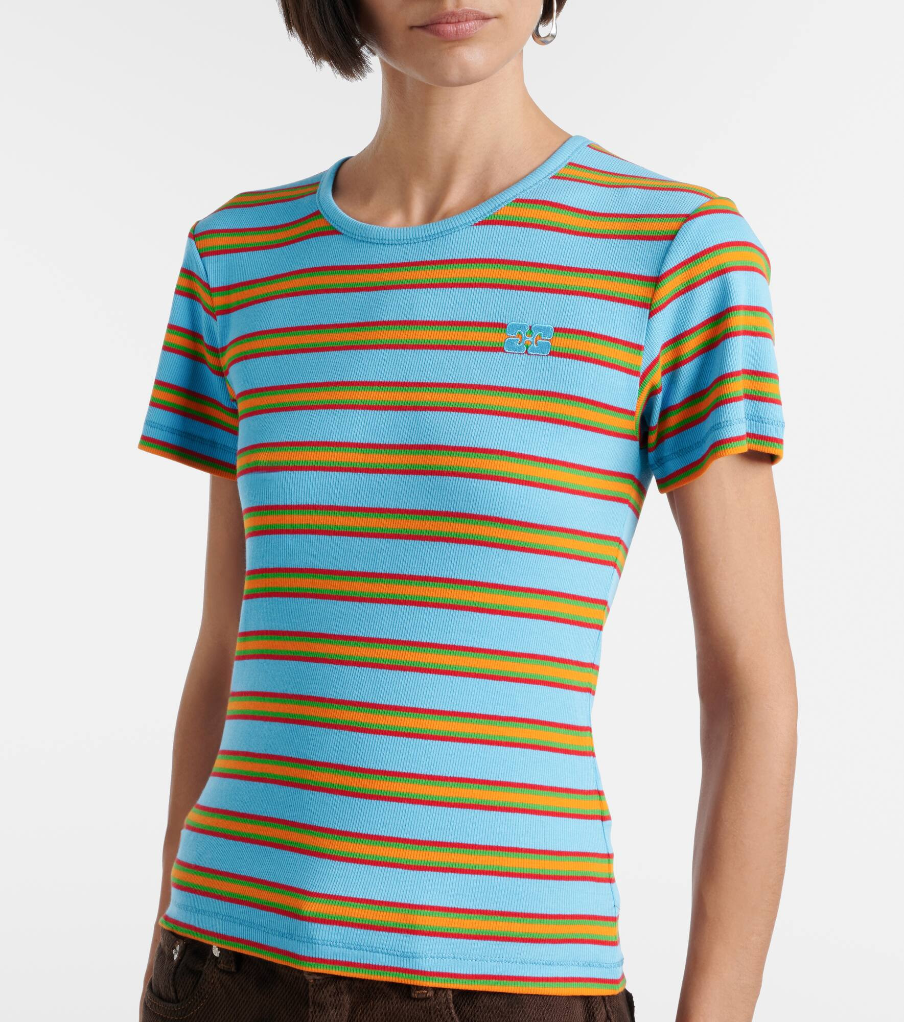 Striped cotton-blend T-shirt - 5