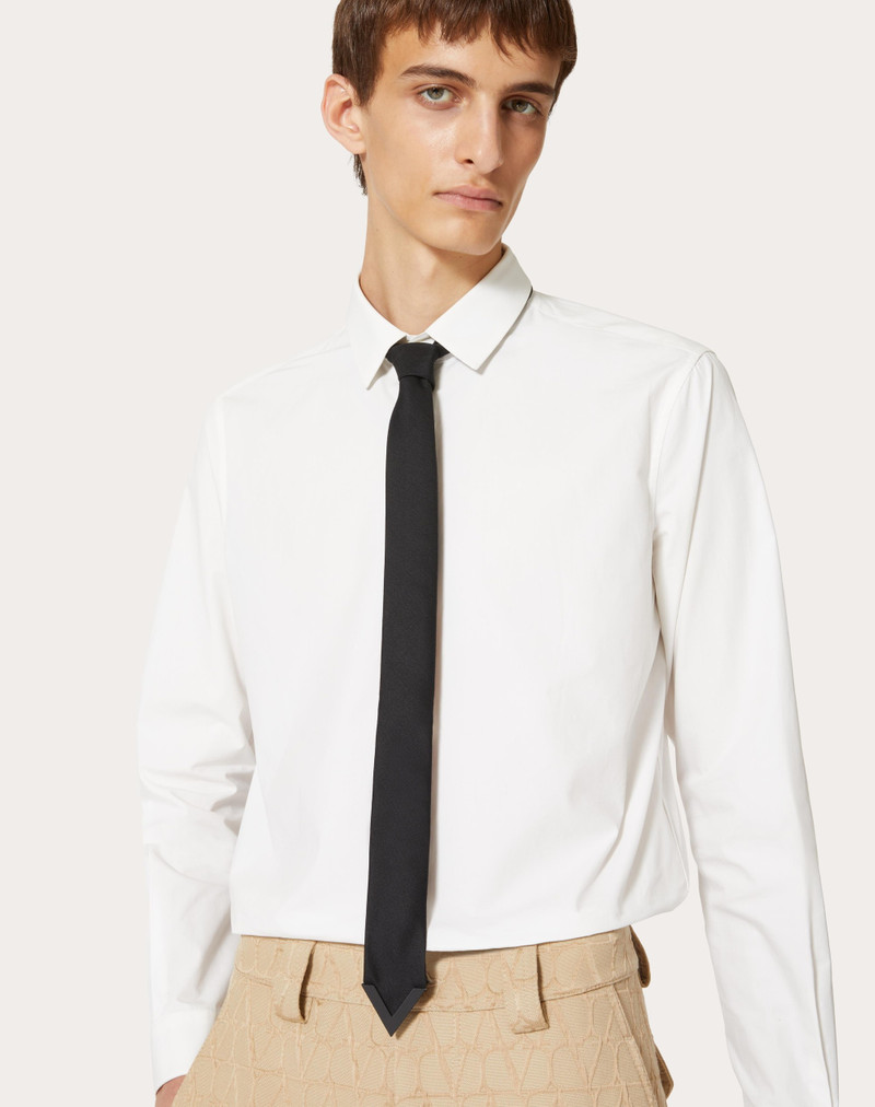 WOOL AND SILK VALENTIE TIE WITH METAL V APPLIQUÉ 5