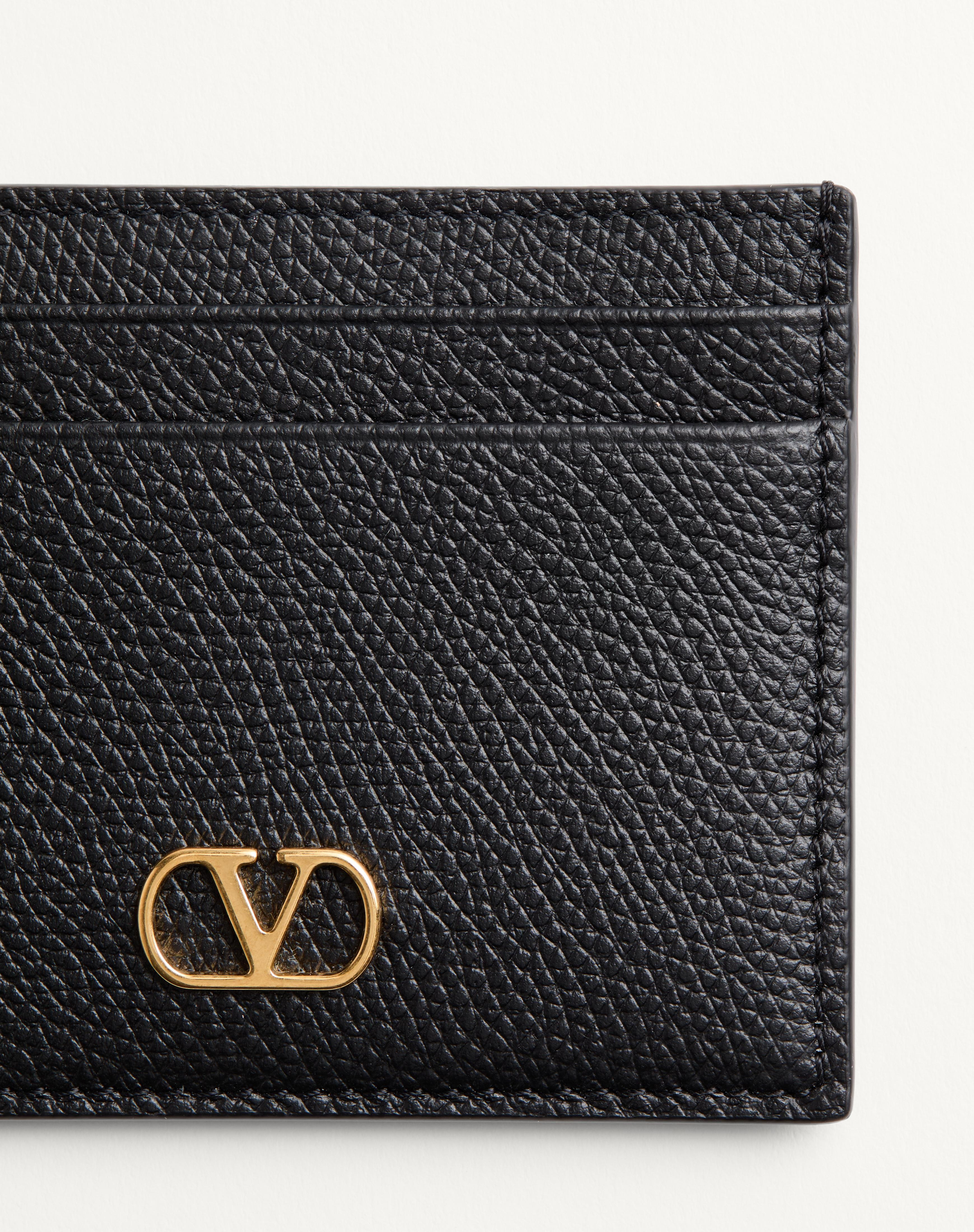 VLOGO SIGNATURE GRAINY CALFSKIN CARD HOLDER - 2