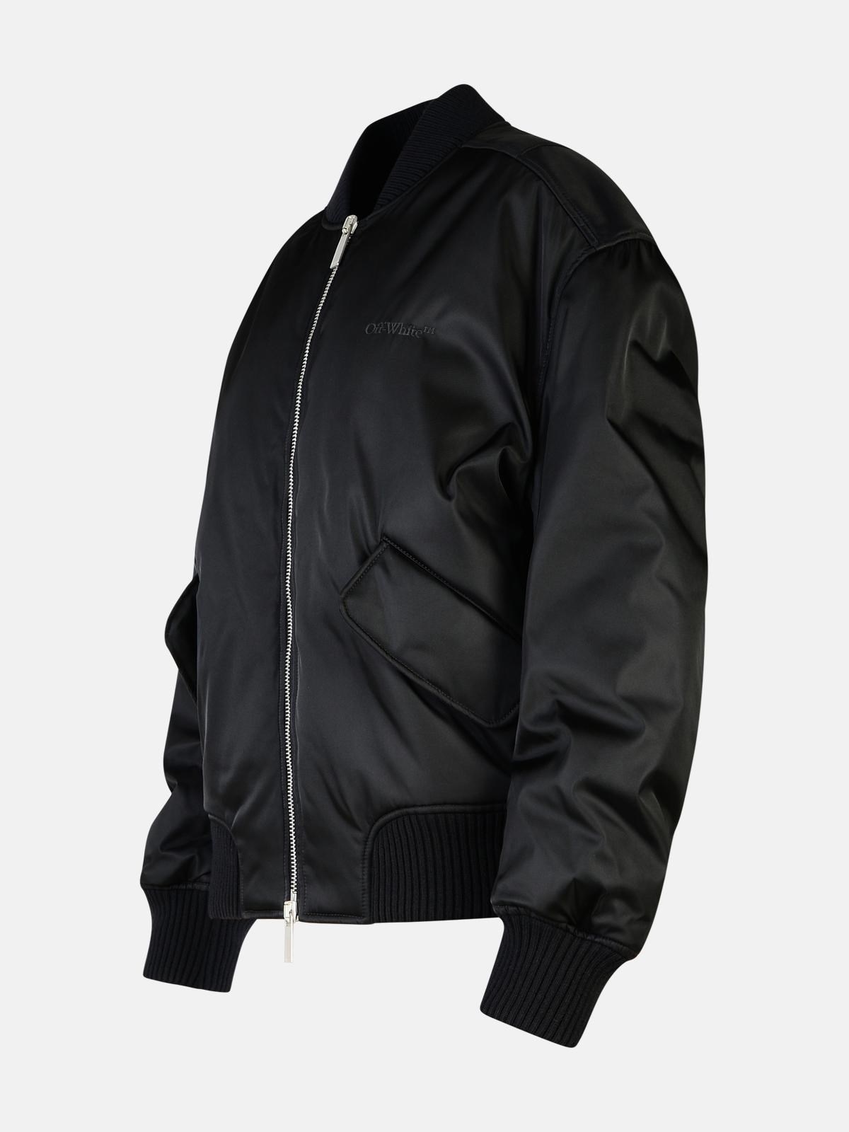 'NY' BLACK POLYAMIDE BOMBER JACKET - 2
