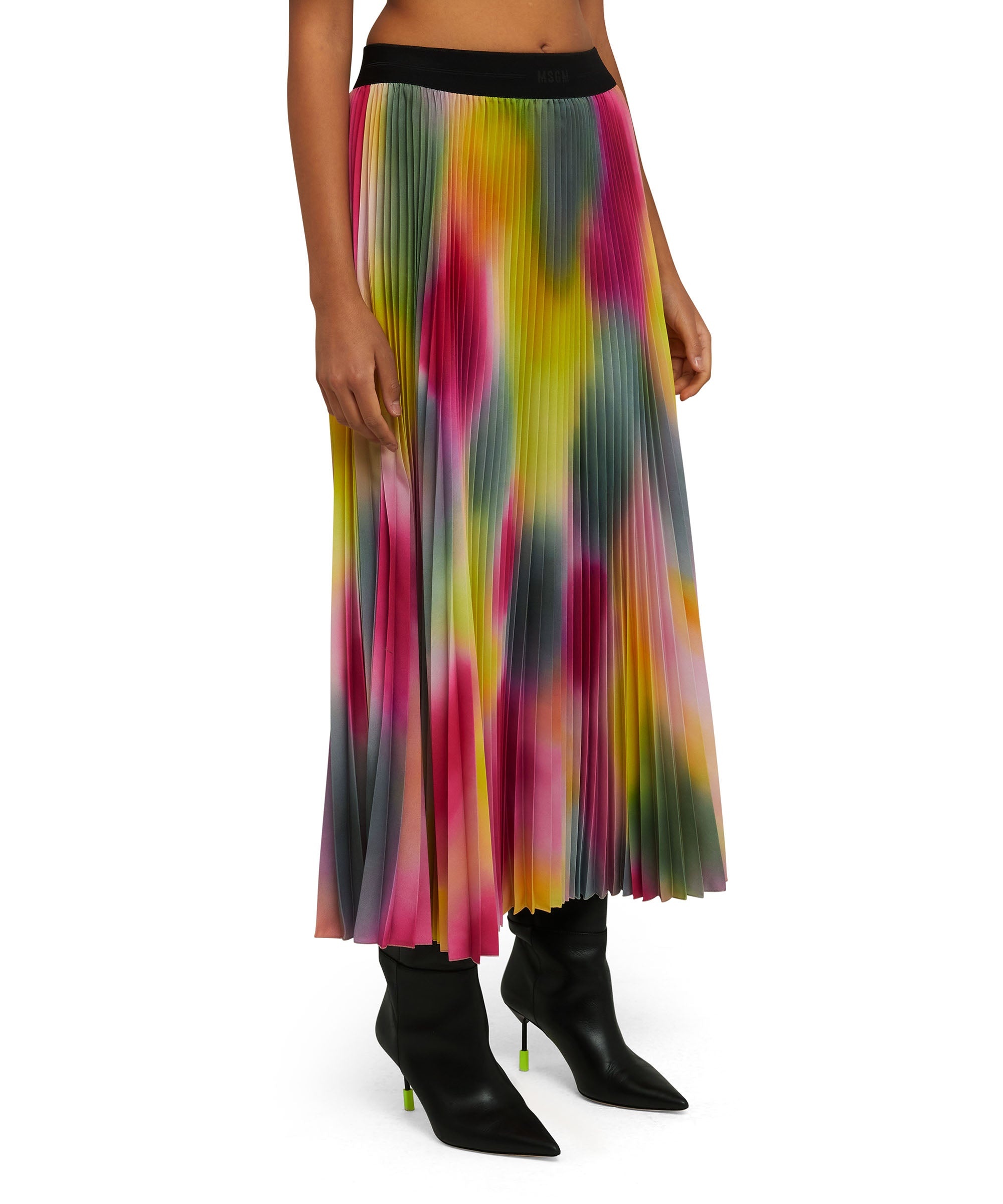 Pleated midi skirt with tie dye print - 4