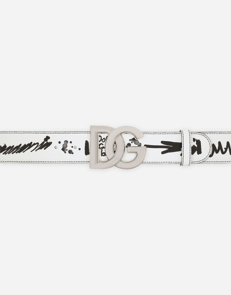 Graffiti-print calfskin belt - 4