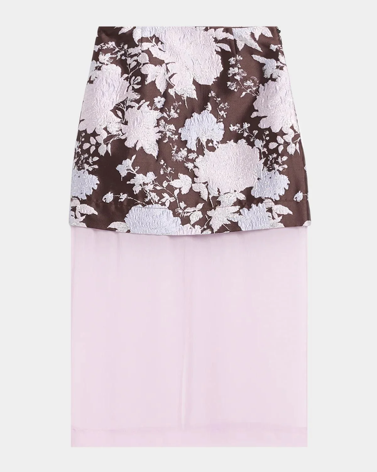 Brooke Layered Floral Brocade Midi Skirt - 1