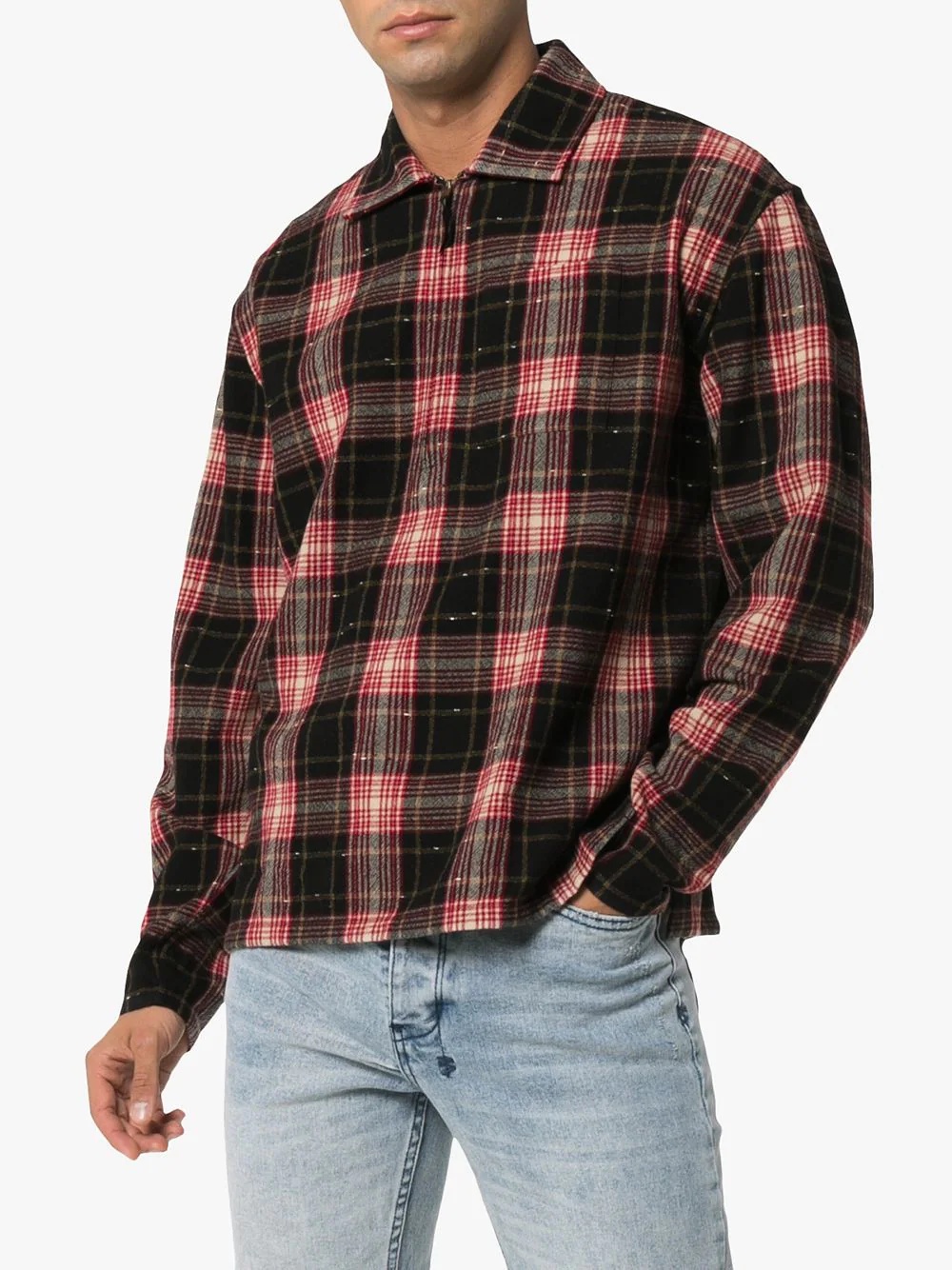 zip check print shirt - 3