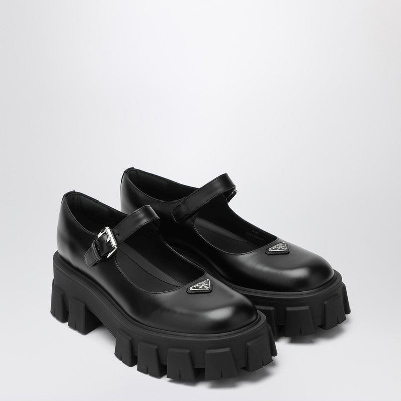 Prada Black Leather Monolith Ballerinas Women - 1