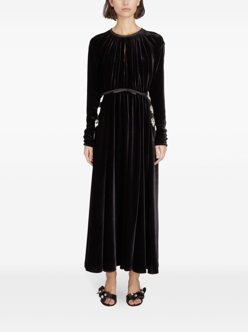 rhinestone-embellished velvet dress - 2