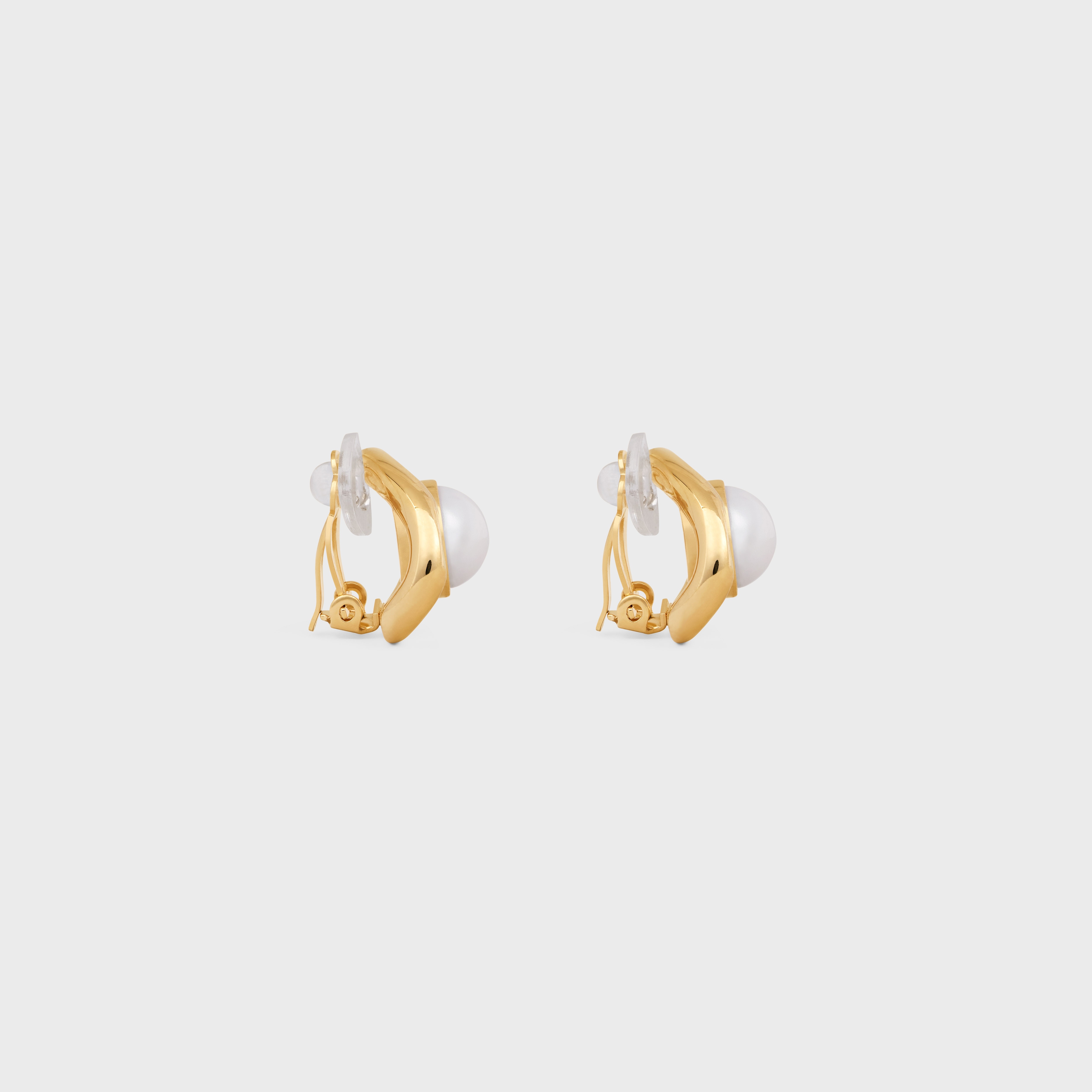 Les Perles Celine Maillon Earrings in Brass with Gold Finish and Resin Pearls - 3