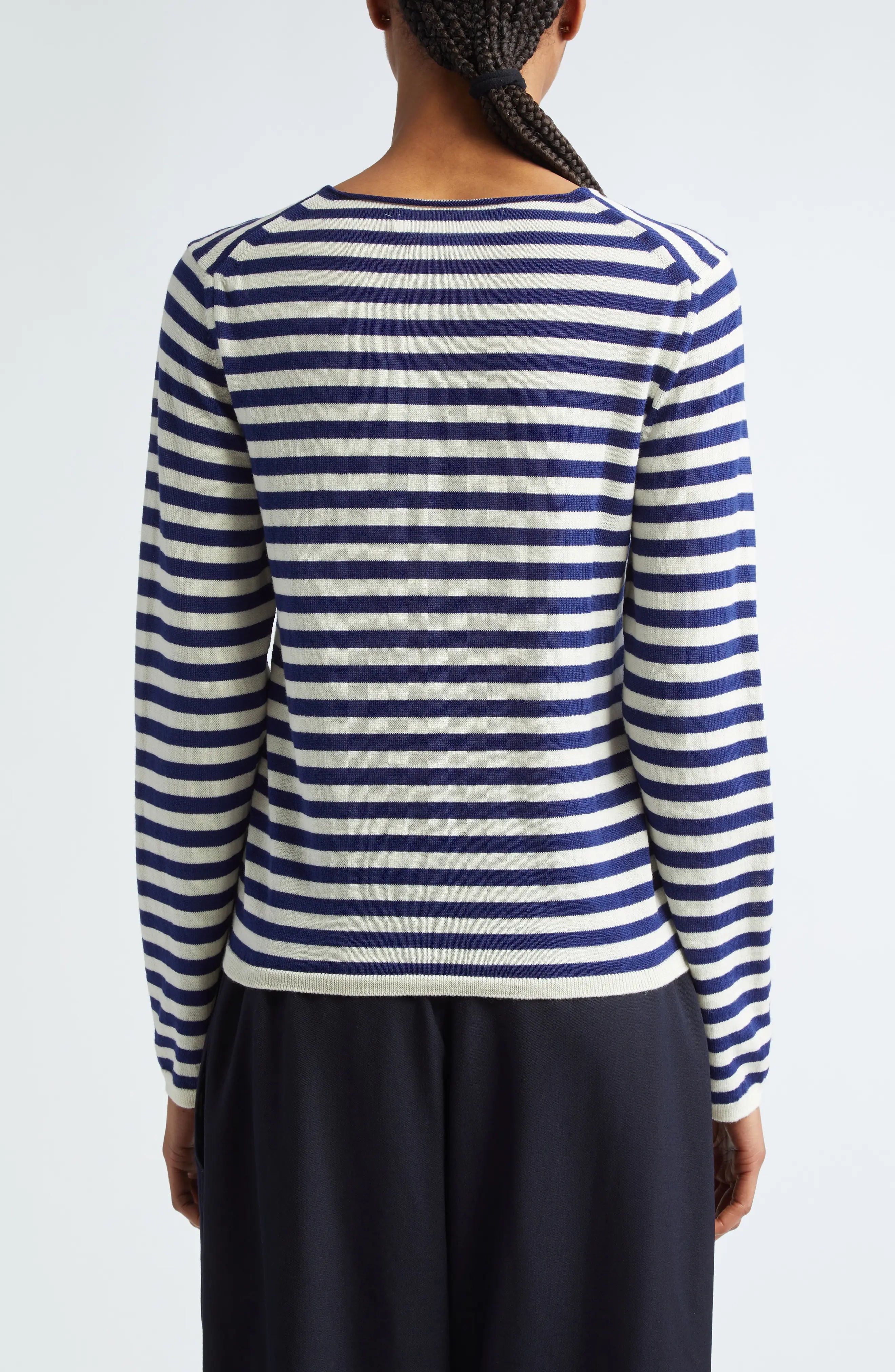 Stripe Jersey Sweater in Navy/White - 2