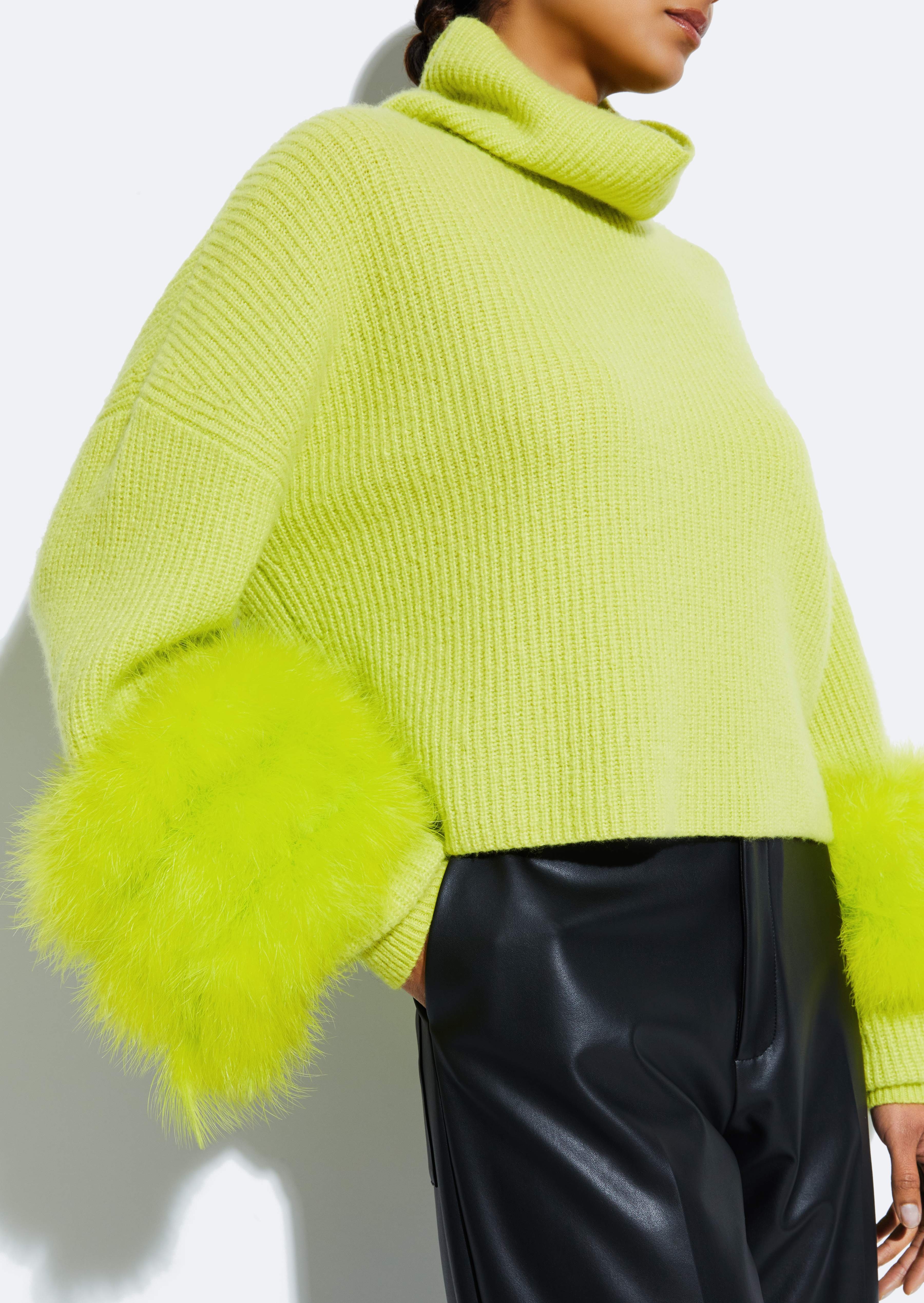 Cashmere Turtleneck Sweater With Marabou - 4