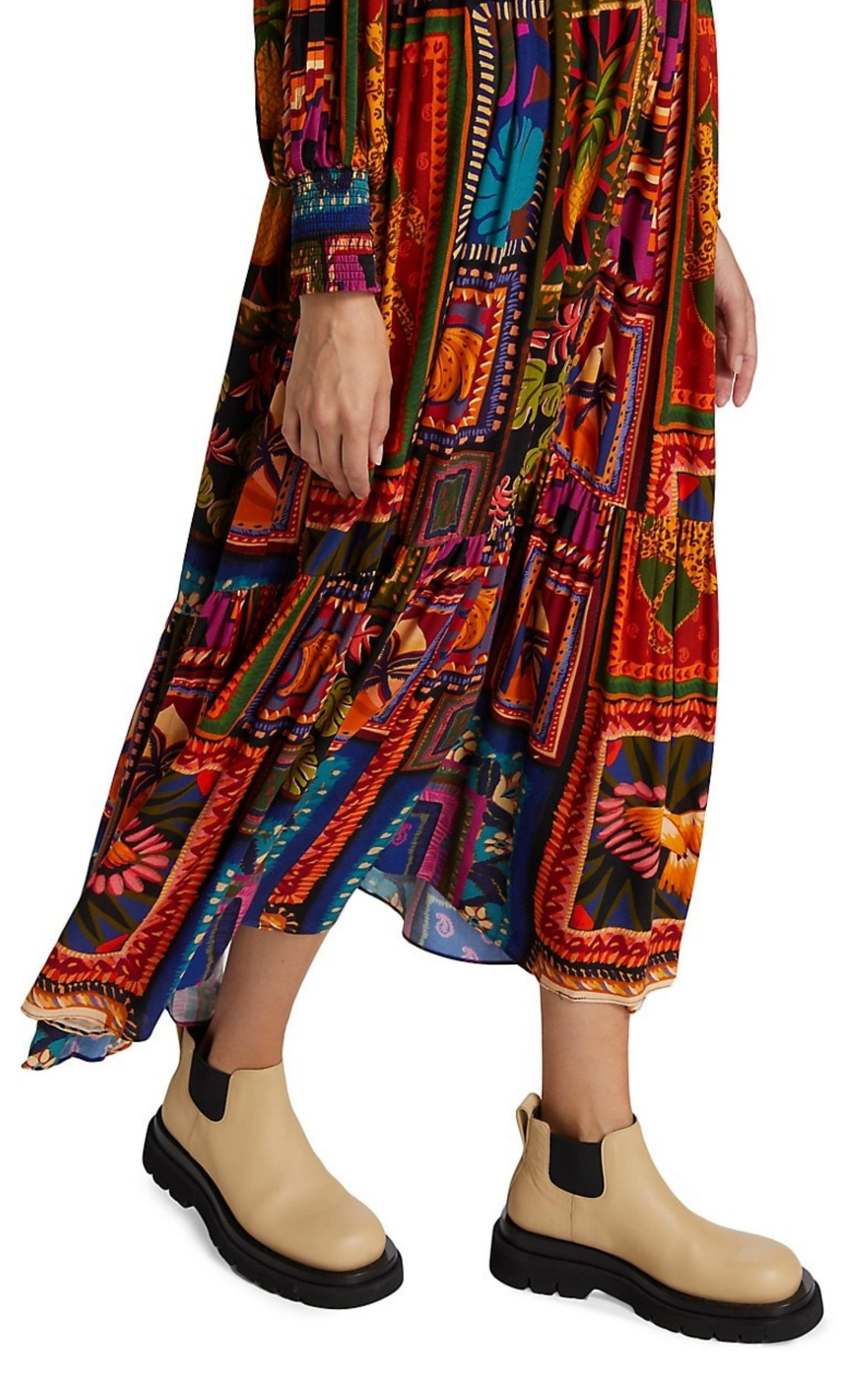 Patchwork Tapestry Ankle Maxi Dress - 6