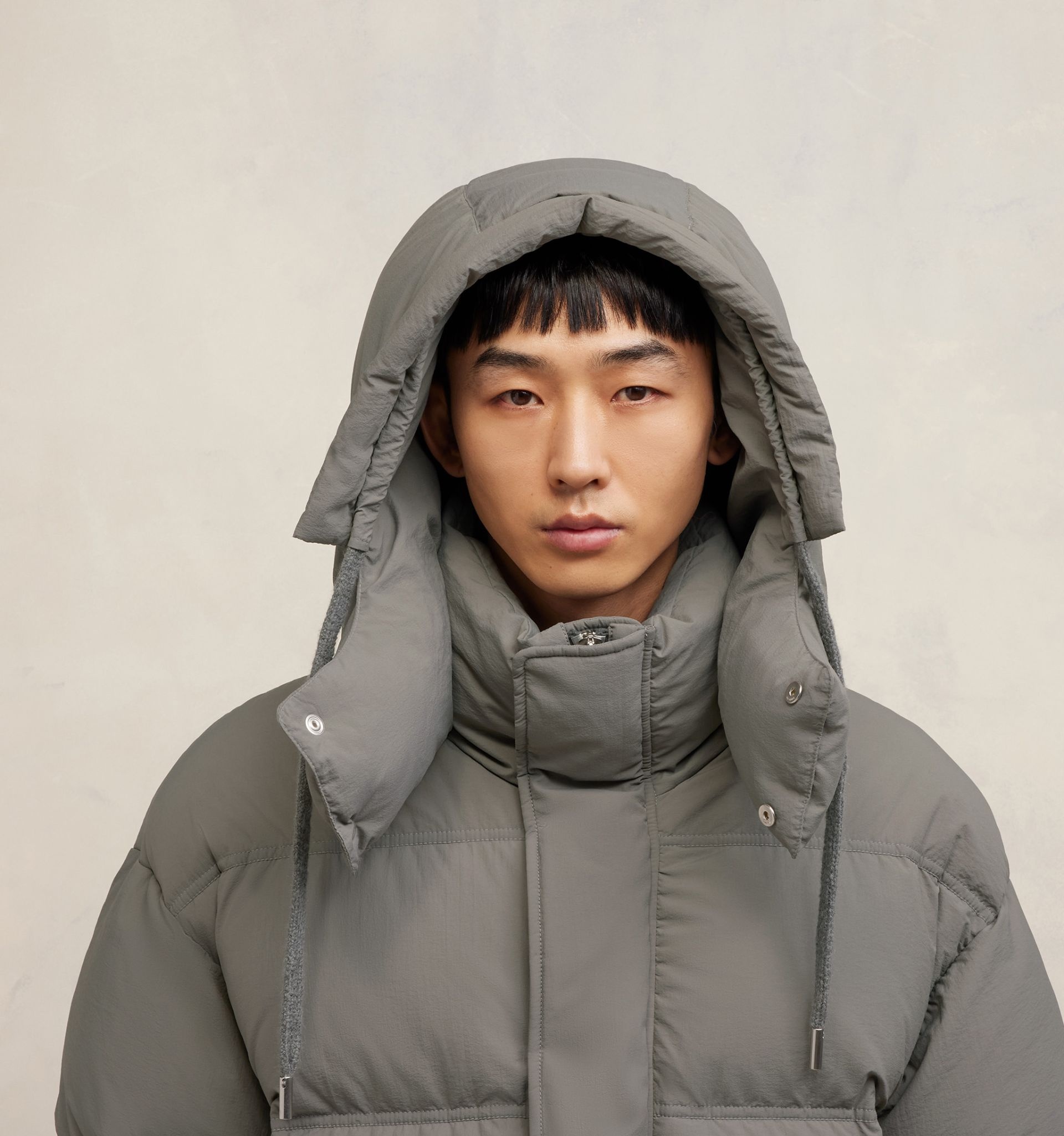 Ami Alexandre Mattiussi - Gray straight-cut down jacket with logo