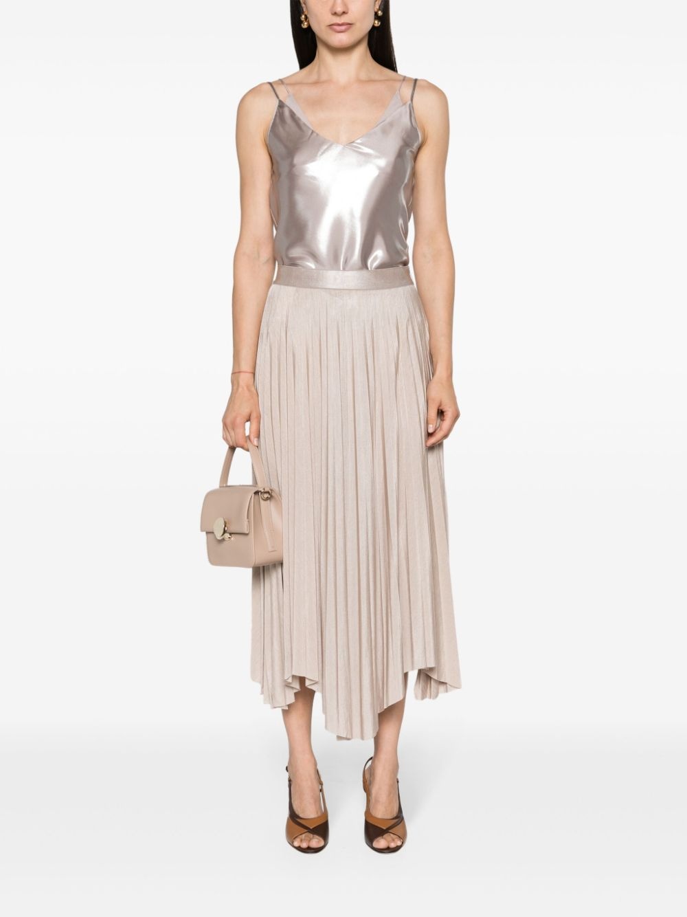 V-neck metallic-sheen tank top - 2