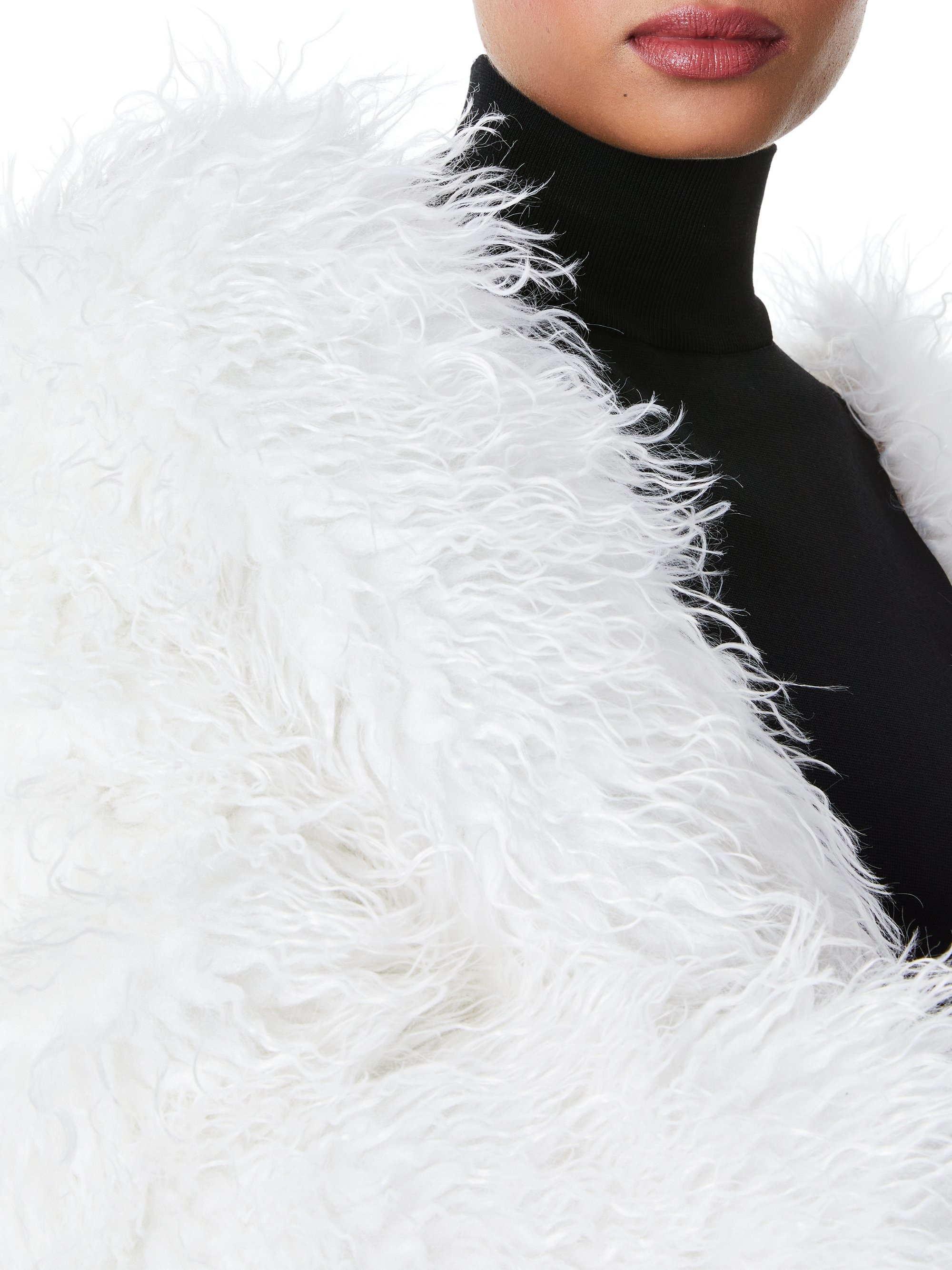 JERRIE COLLARLESS FAUX FUR COAT - 5