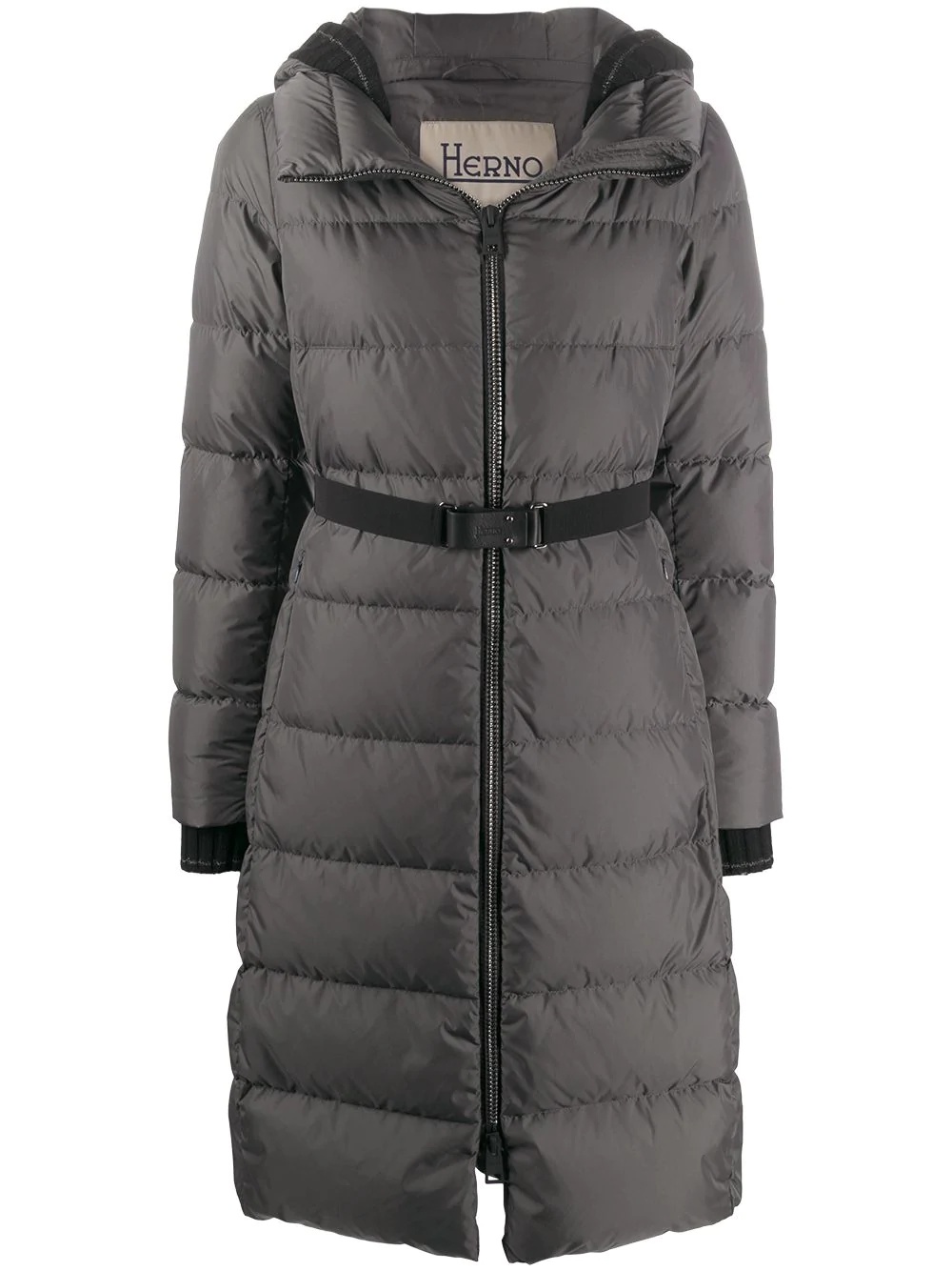 belted padded coat - 1