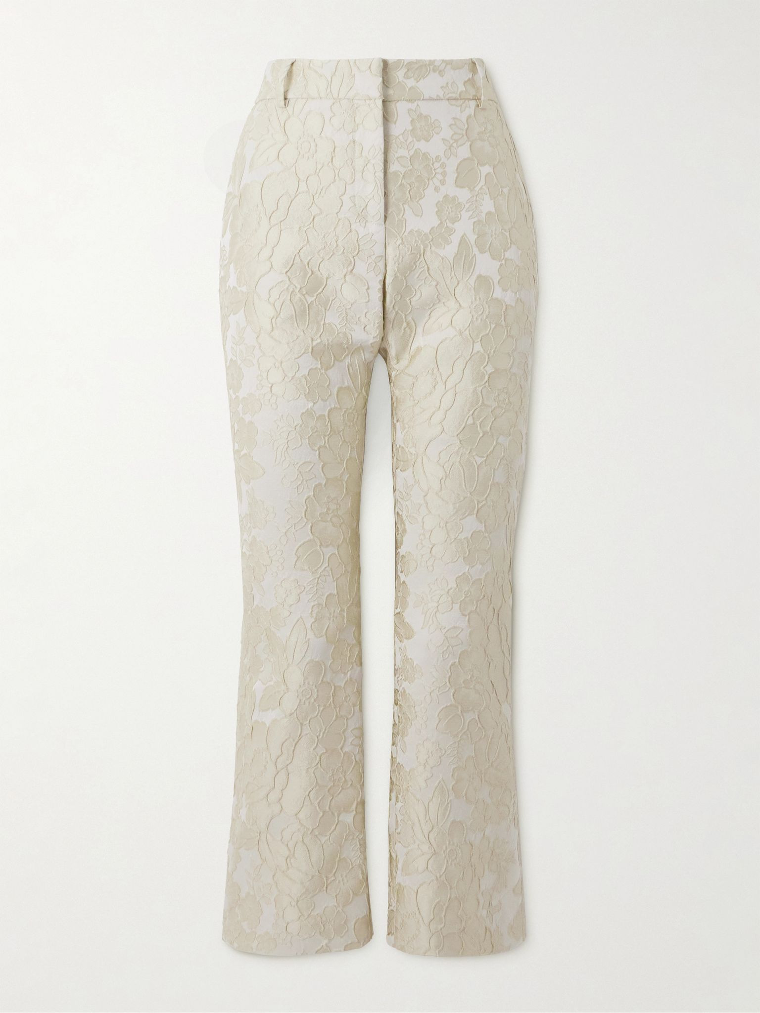 24/7 cropped brocade bootcut pants Cream - 1